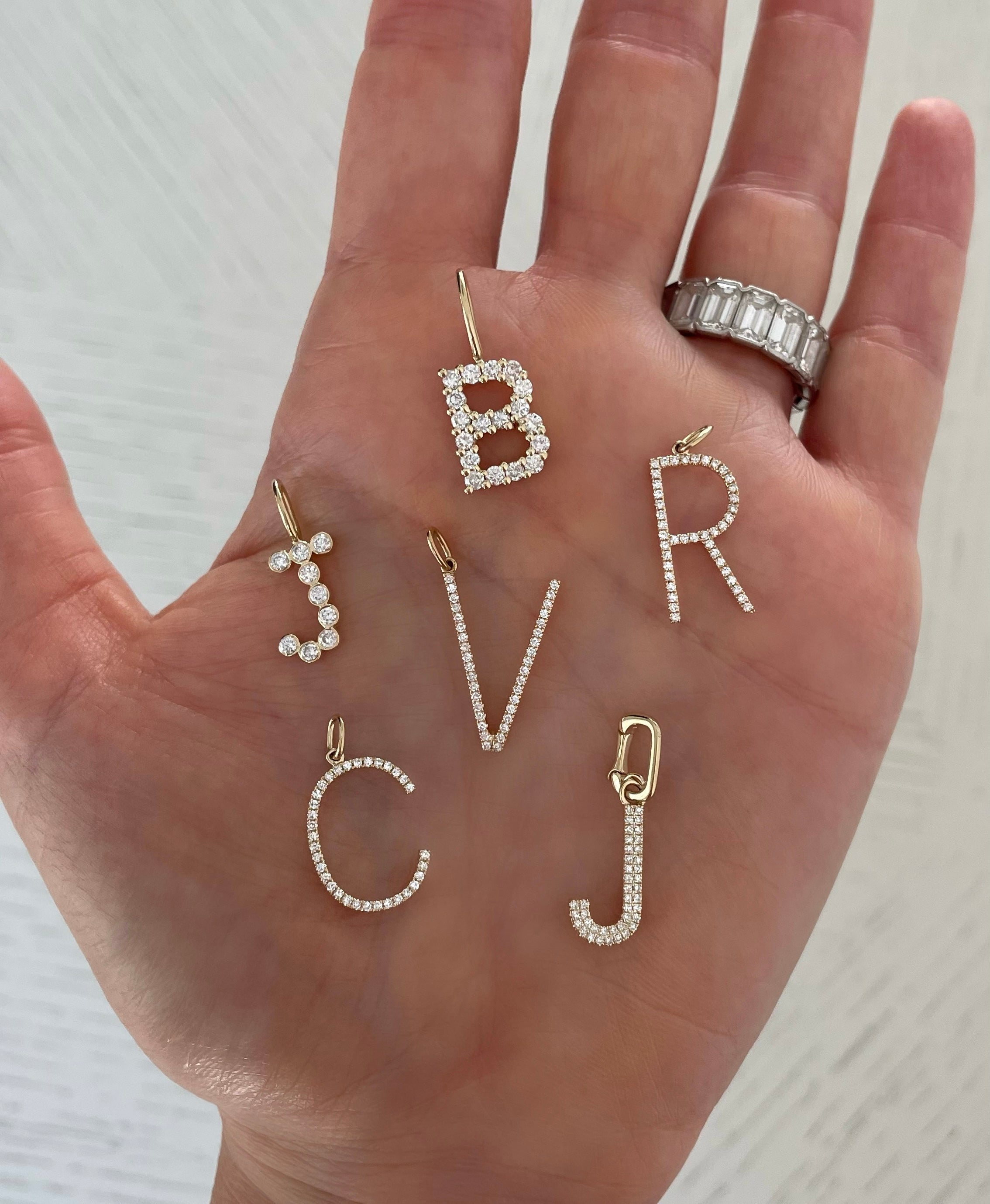 Large Pave Diamond Initial Charm