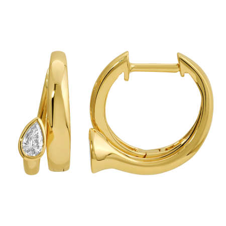 Diamond Pear Huggie Earrings