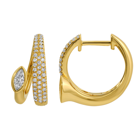 Diamond Marquise Diamond Huggie Earrings