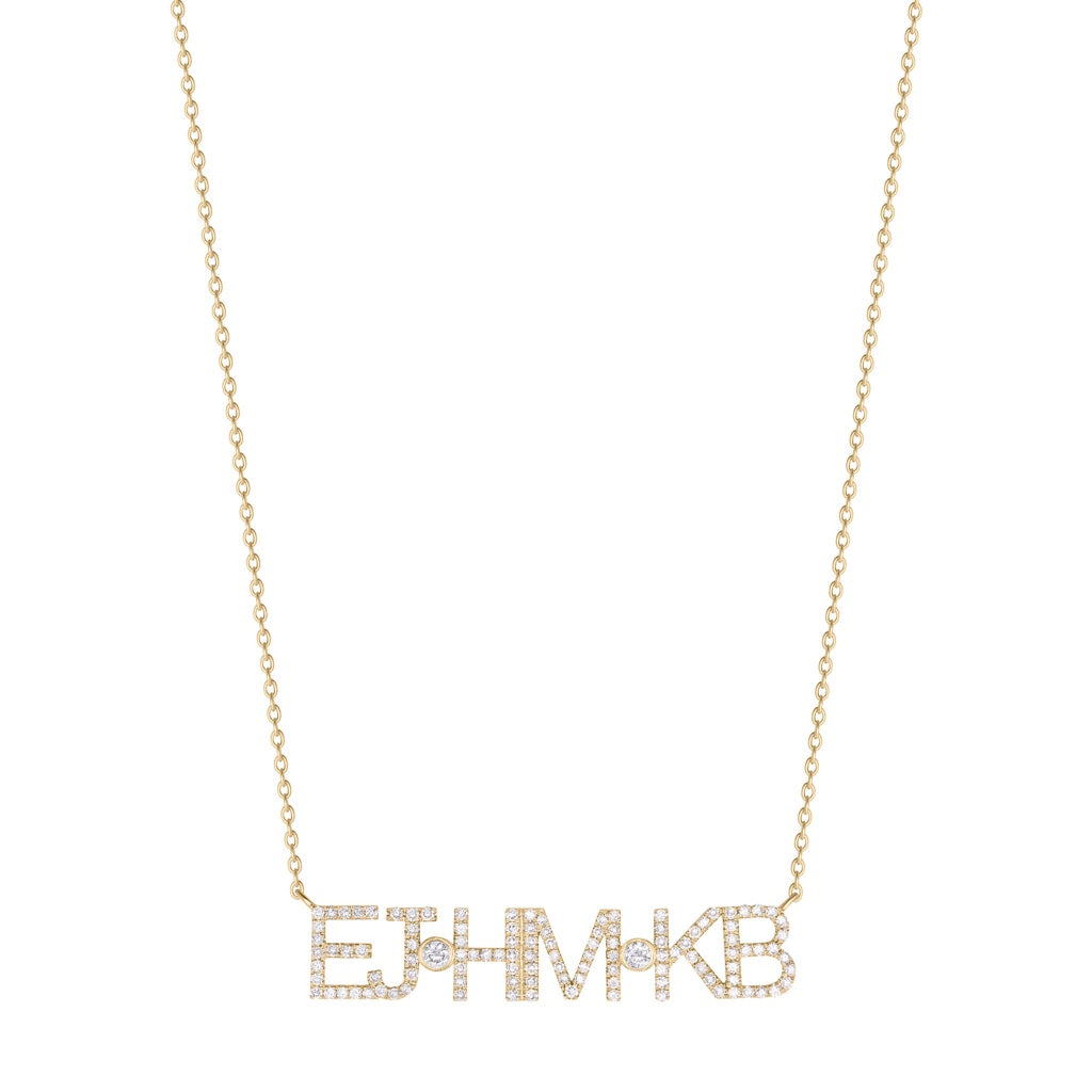 Diamond Letters with Stones Necklace