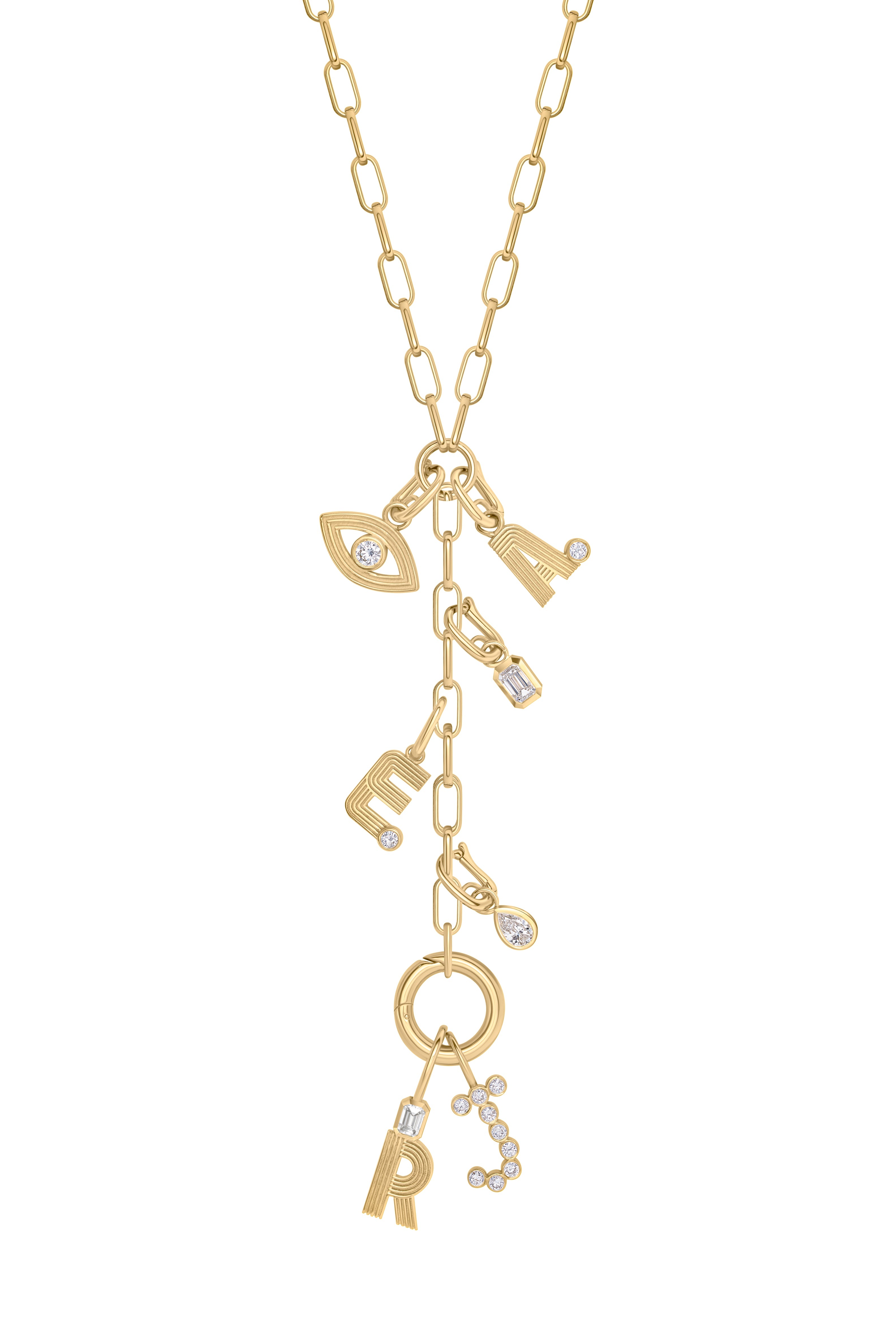 Oval Link Lariat Chain with Charm Holder