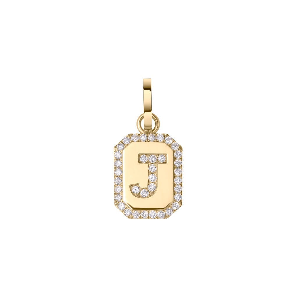 Octagon Charm with Diamond Initial