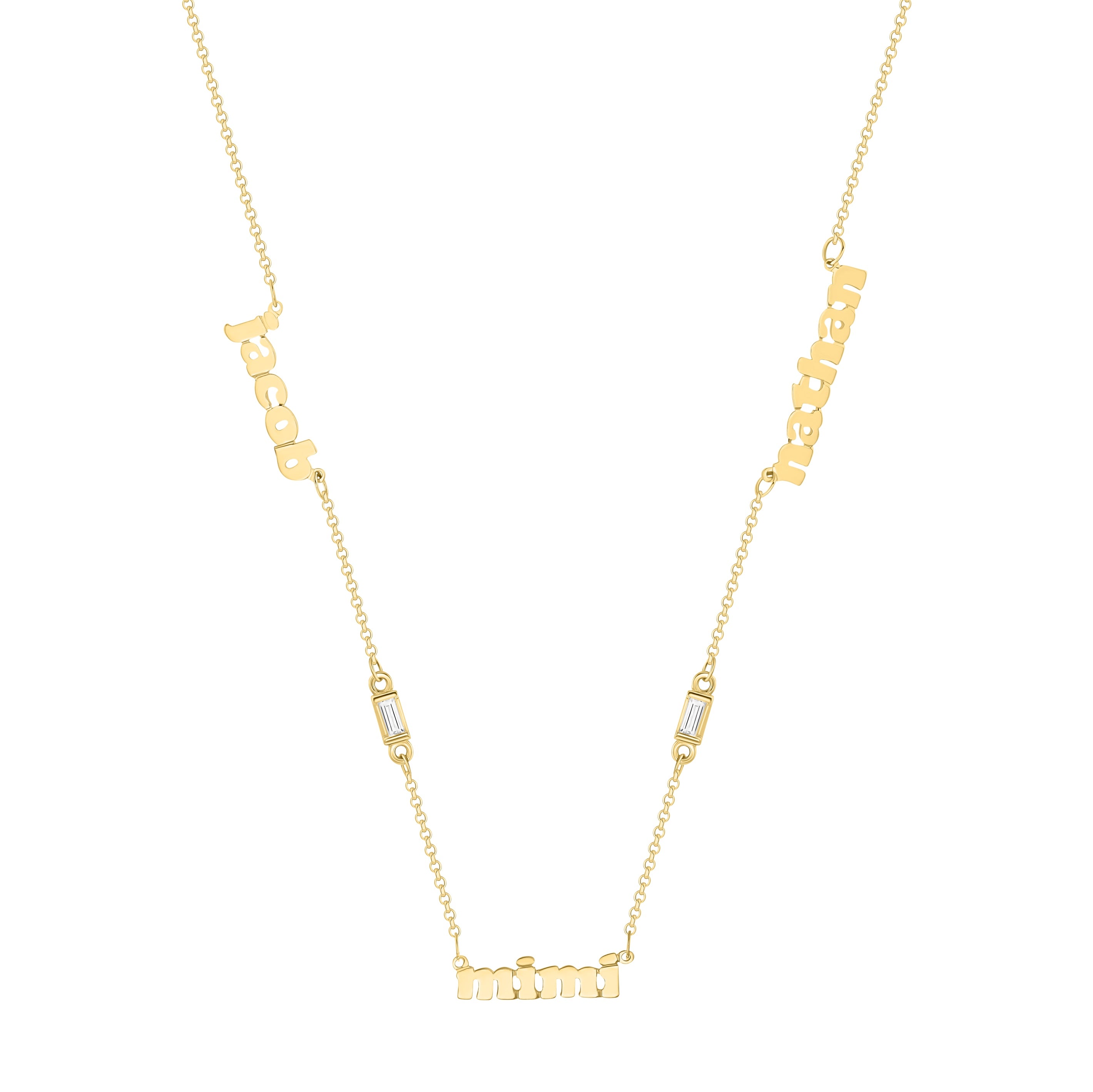 Mini Me Multi Name With Diamond Baguettes