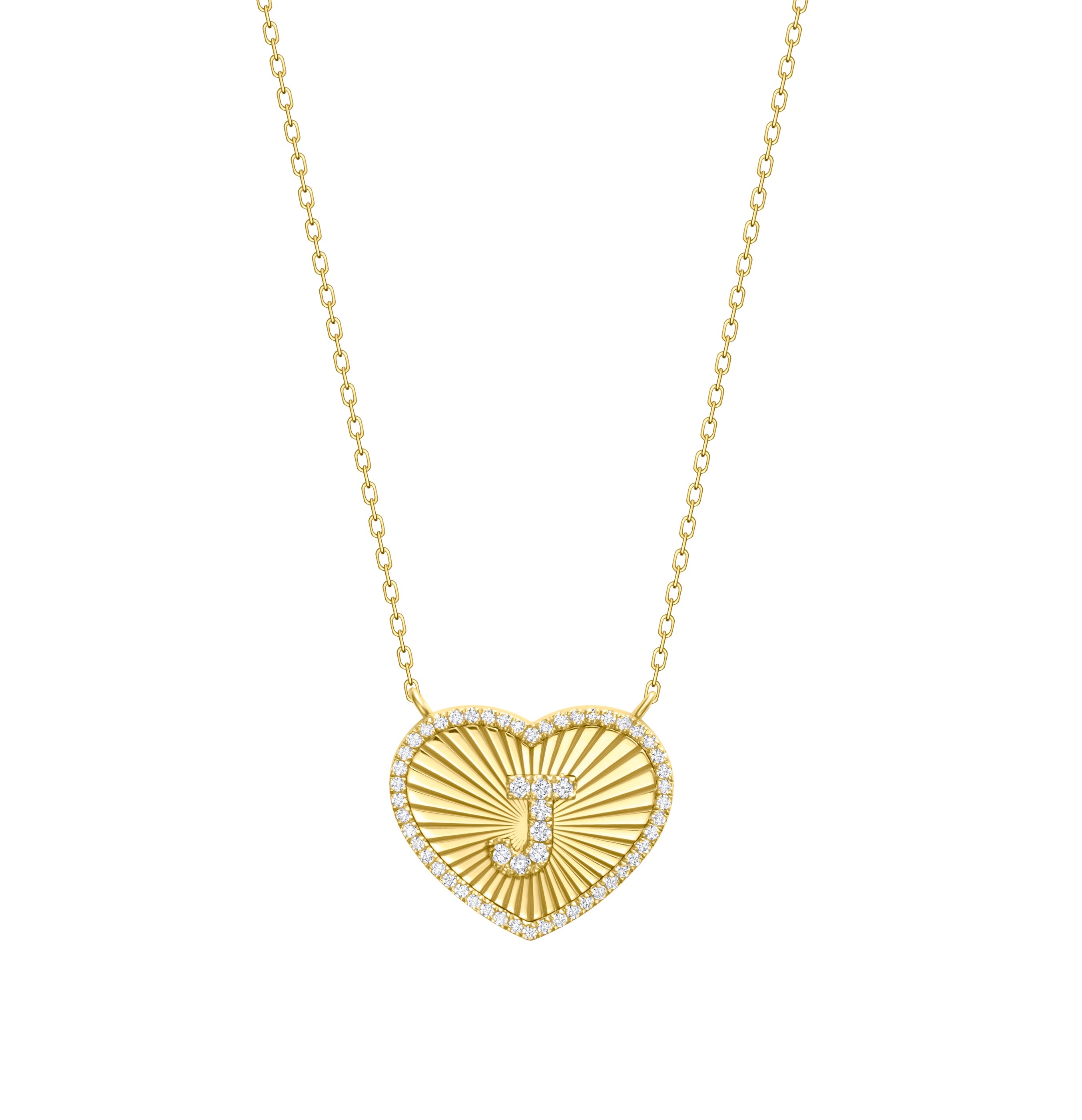 Limited Edition - Cubic Zirconia Initial Fluted Heart Necklace