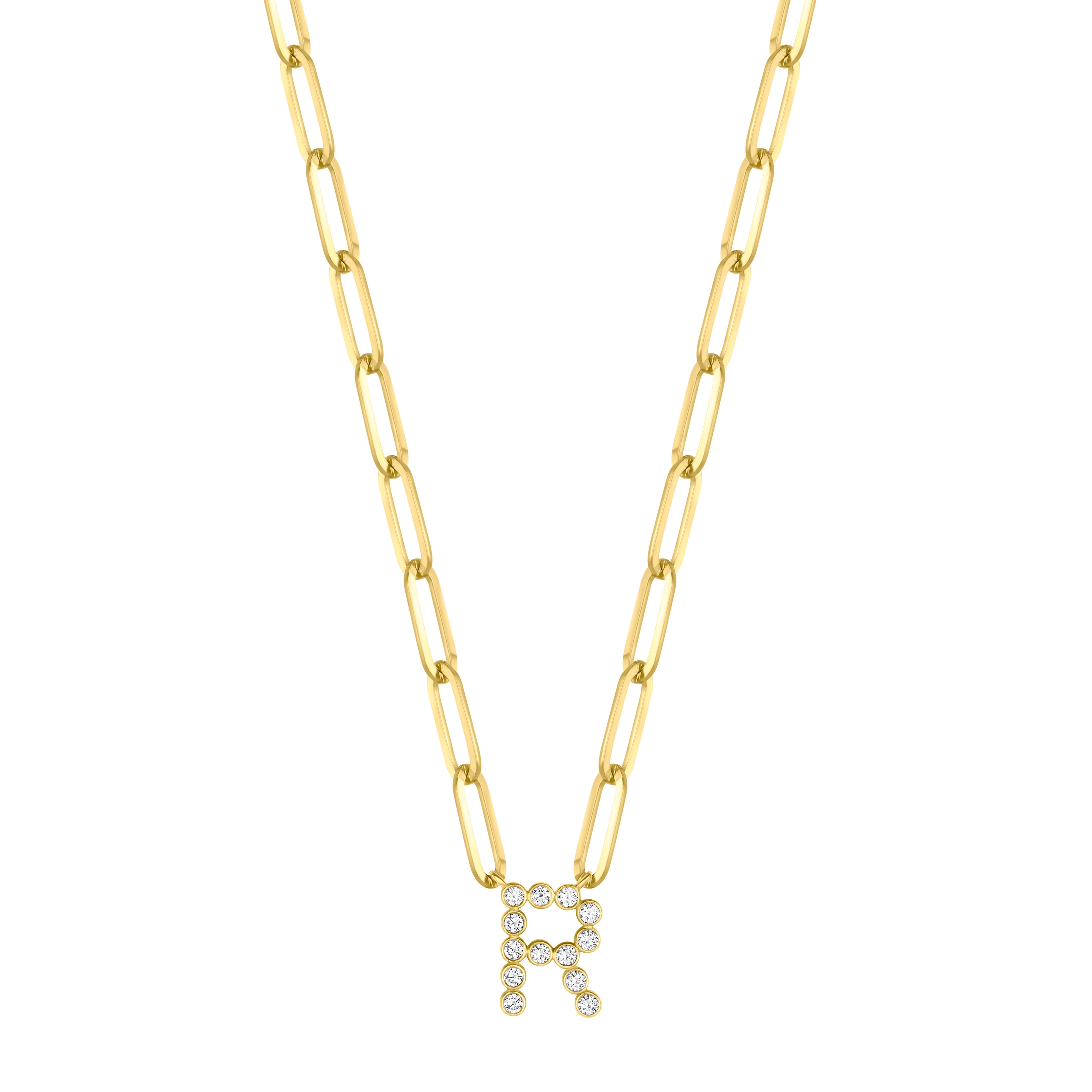 Bezel Set Diamond Initial/Number Necklace
