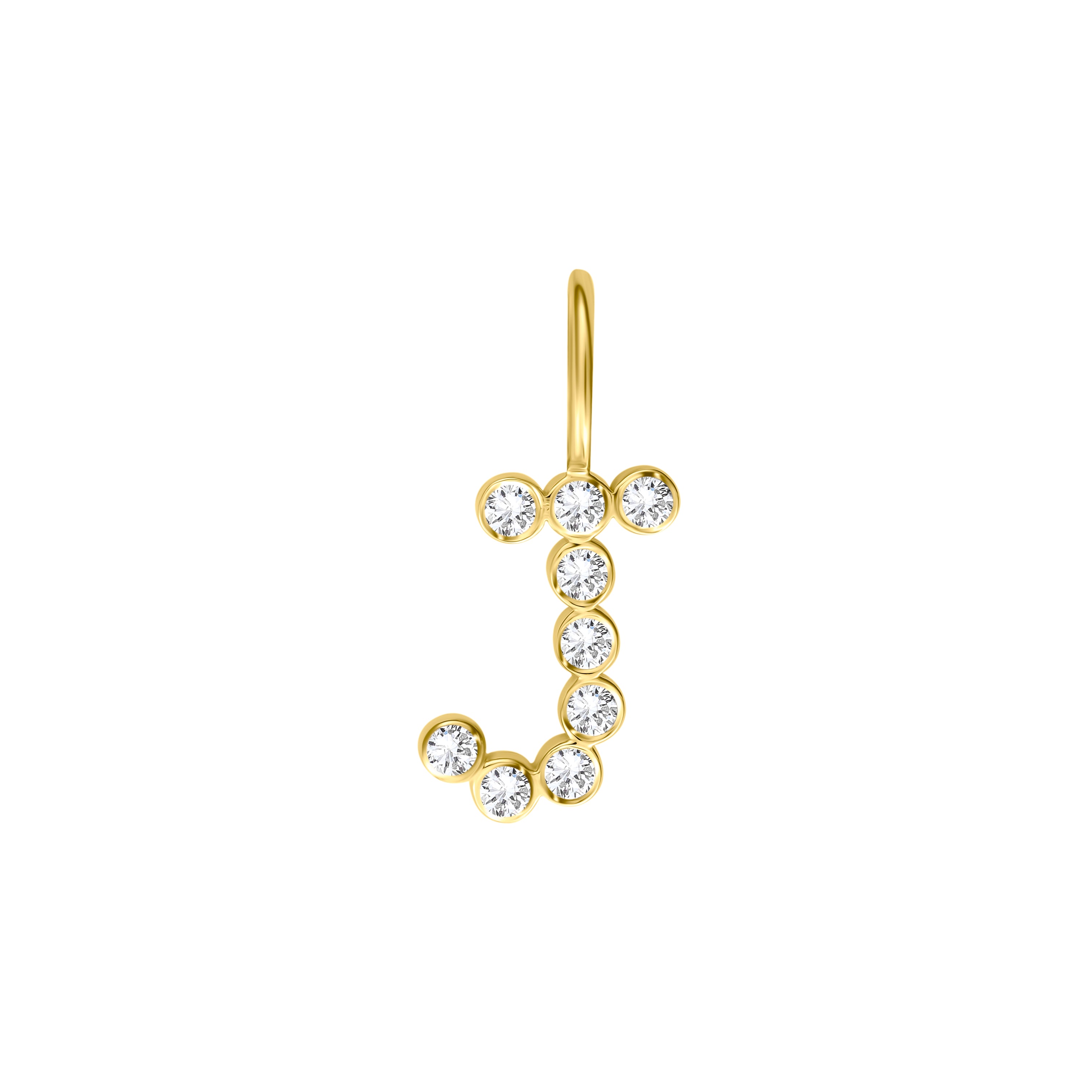 Small Bezel Set Diamond Initial Charm