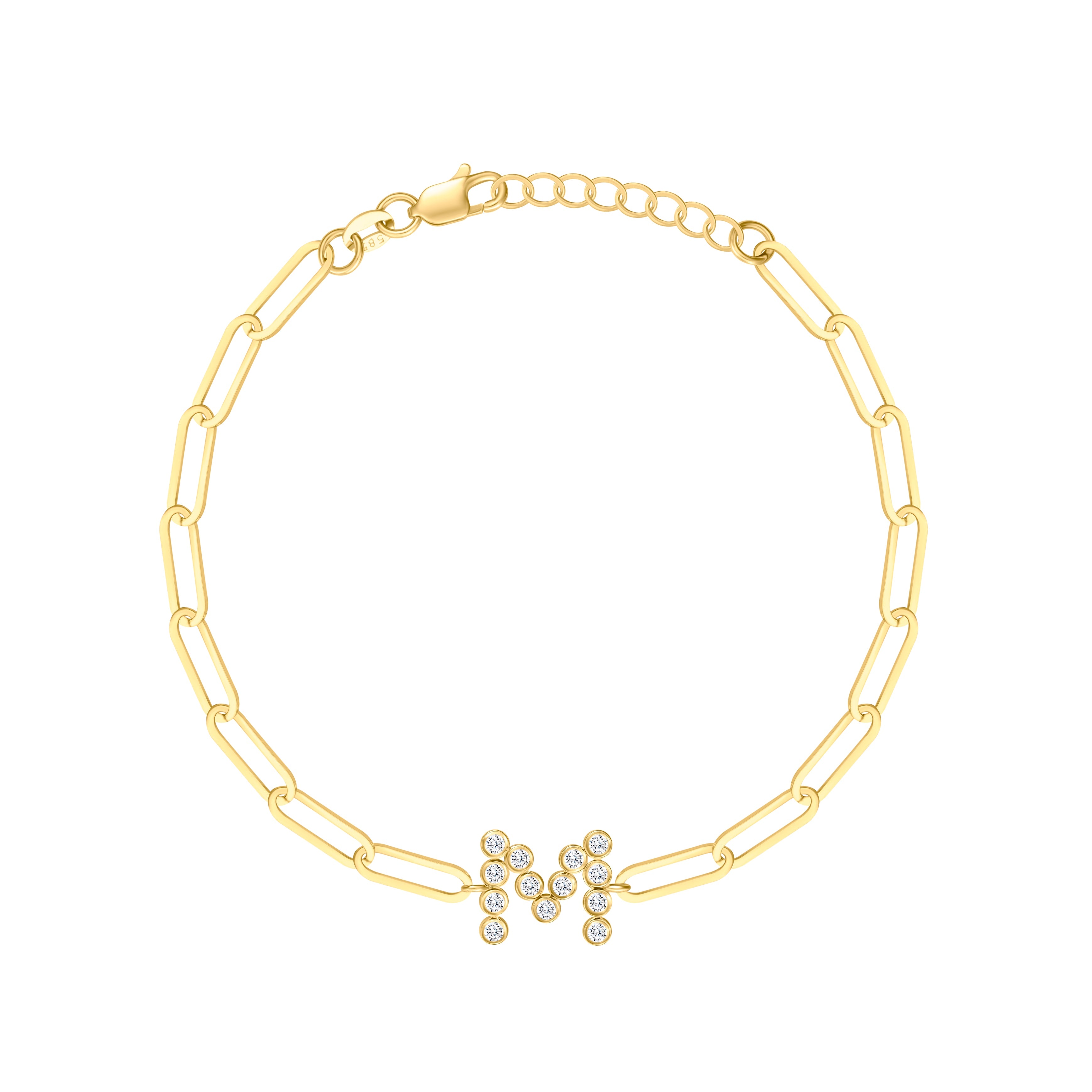 Bezel Set Diamond Initial/Number Bracelet