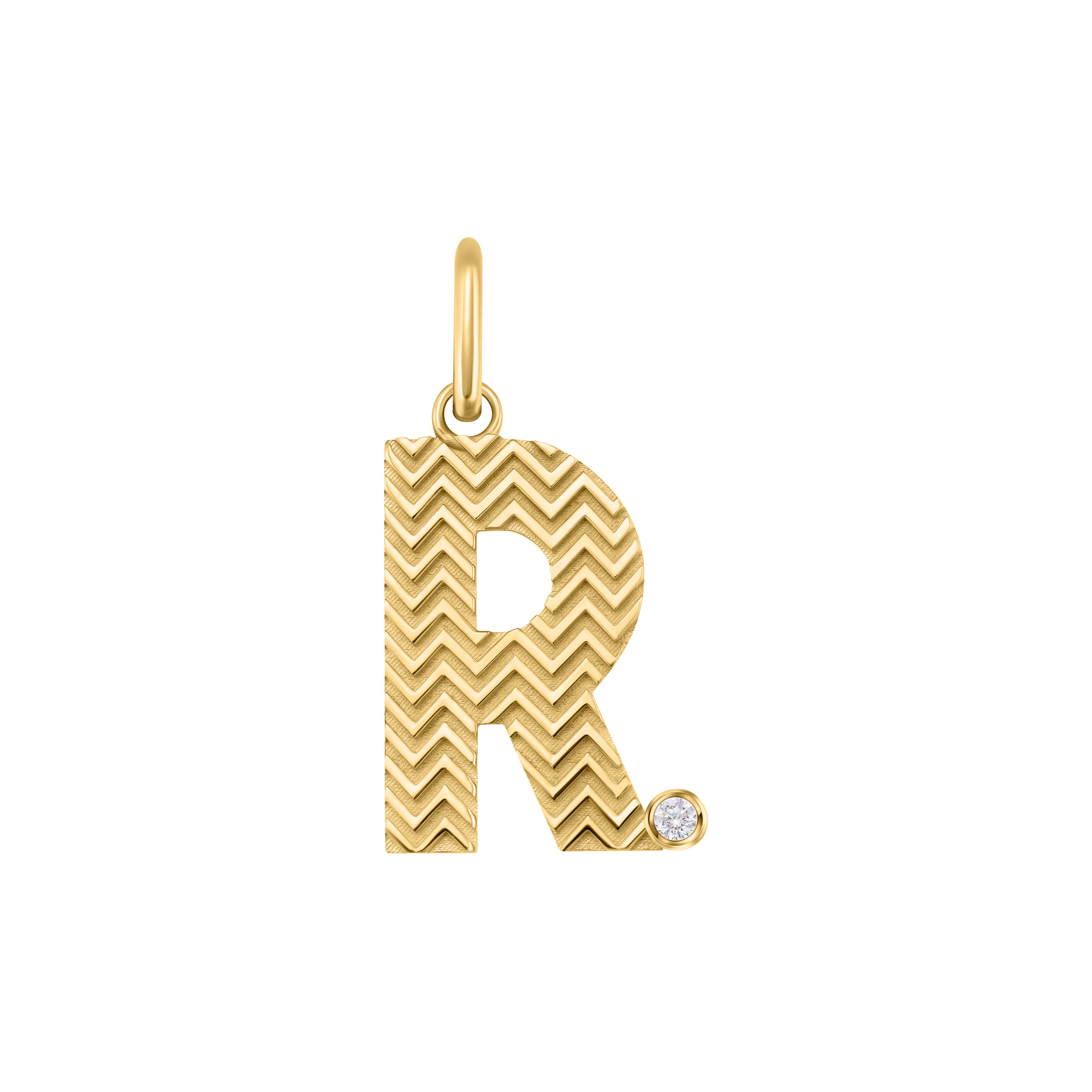 Chevon Letter Charm with Stone Accent