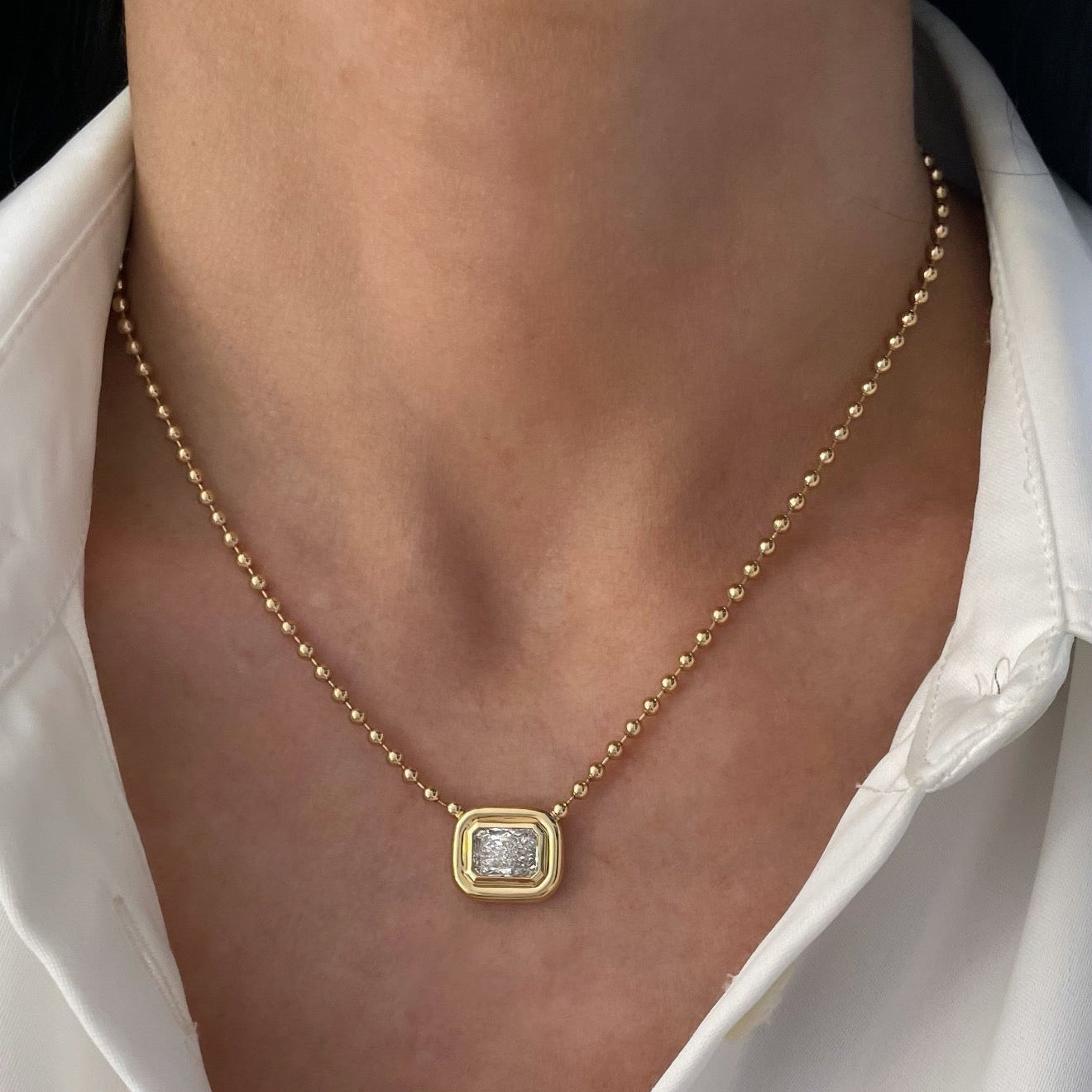 Radiant Lab Diamond Pendant Necklace