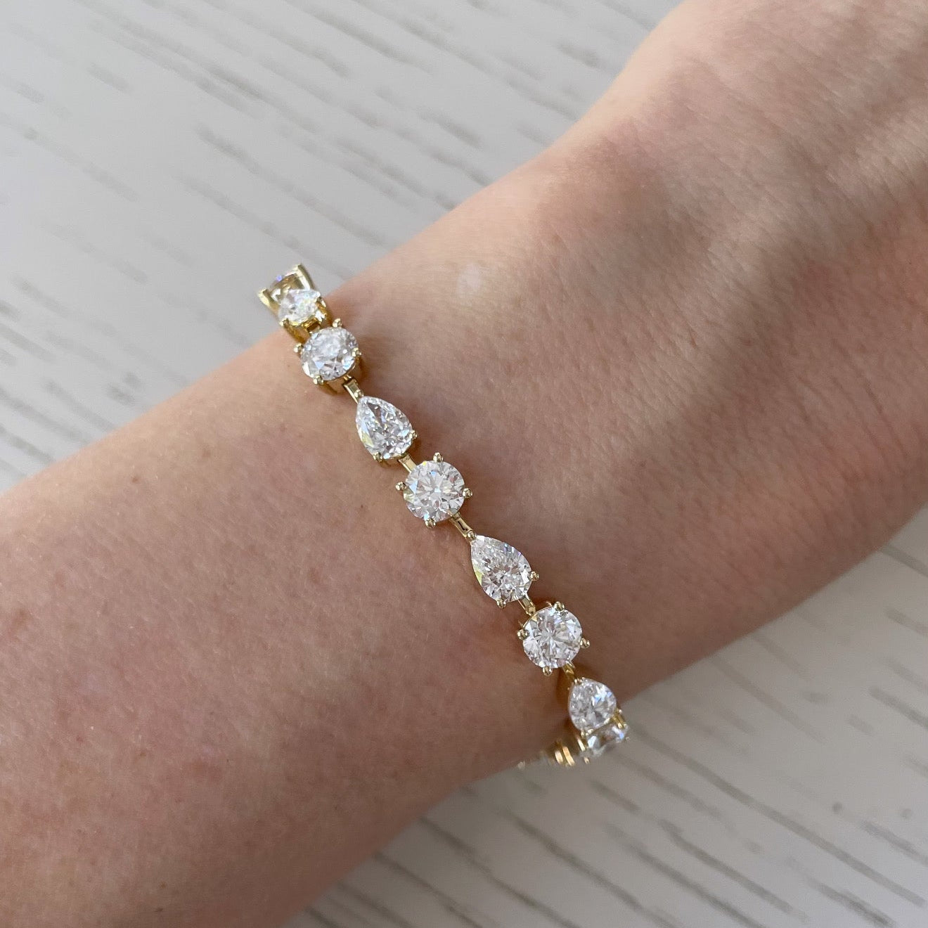 Pear and Round Lab Diamond Tennis Bracelet