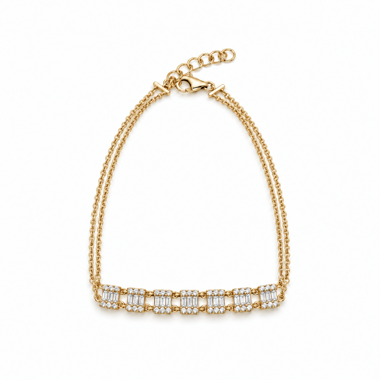 Diamond Baguette and Round Stone Bracelet