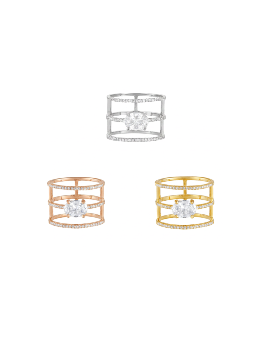 Oval Diamond Cage Ring