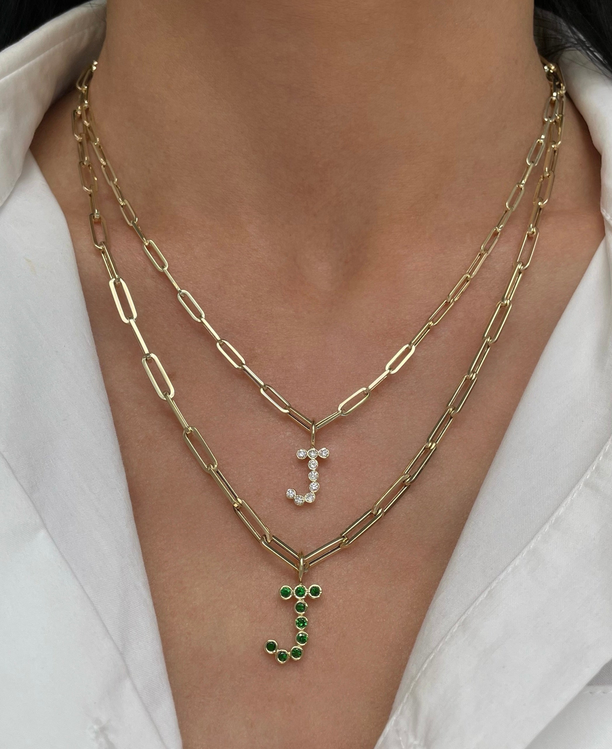 Large Bezel Set Diamond Initial Charm