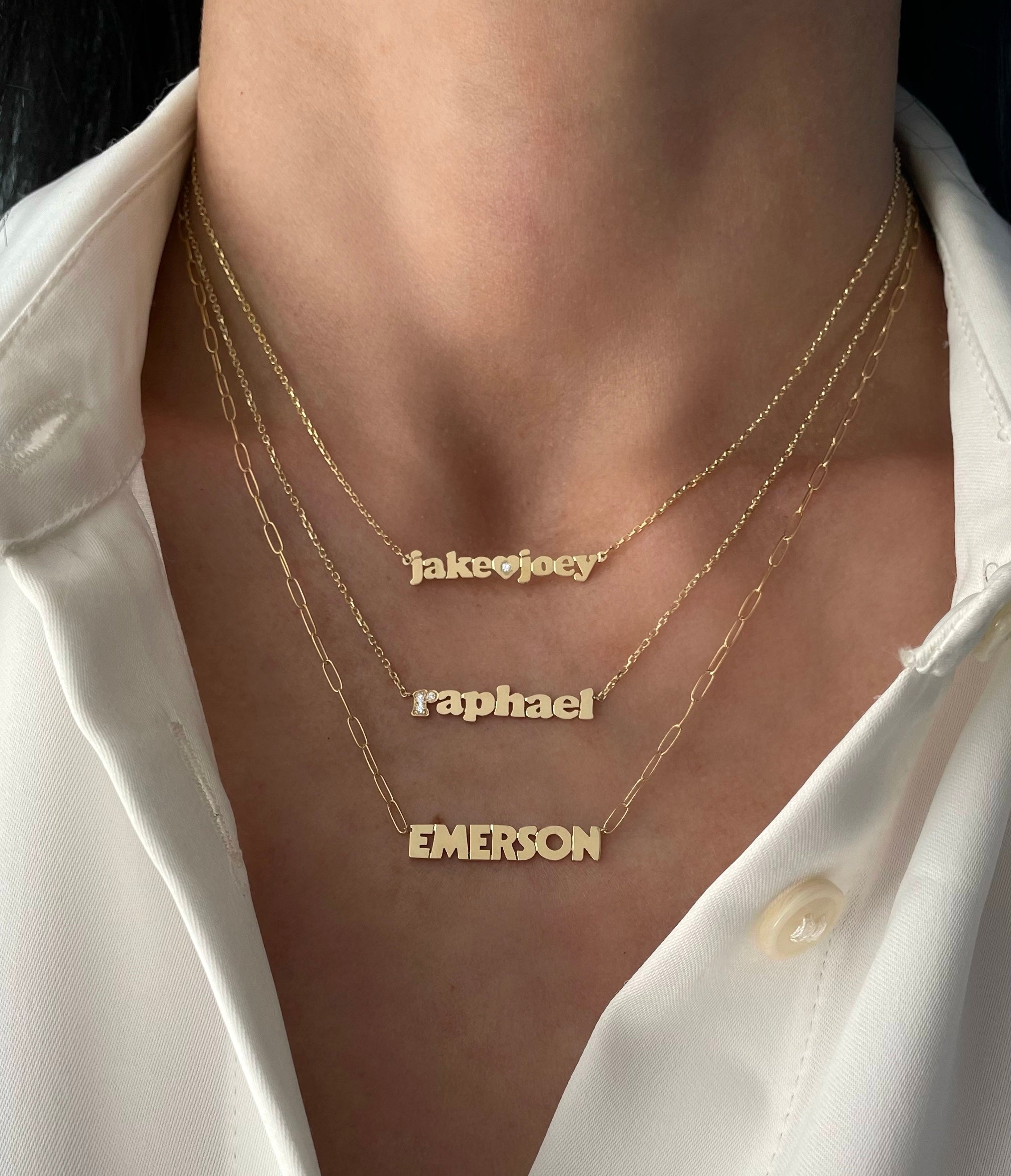 Uppercase Name Necklace - Cable Link Chain