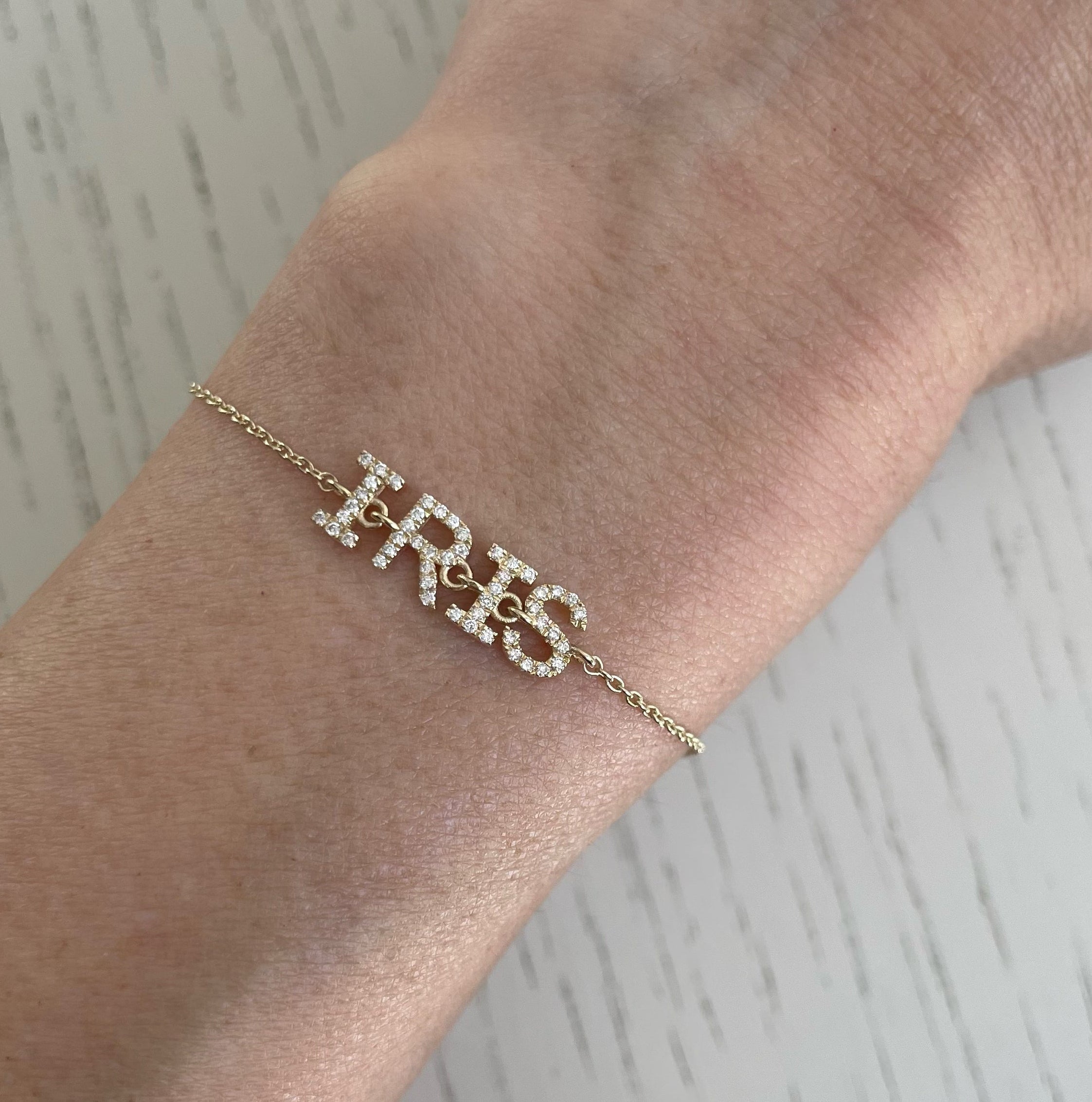 Small Diamond Letter/Number Bracelet