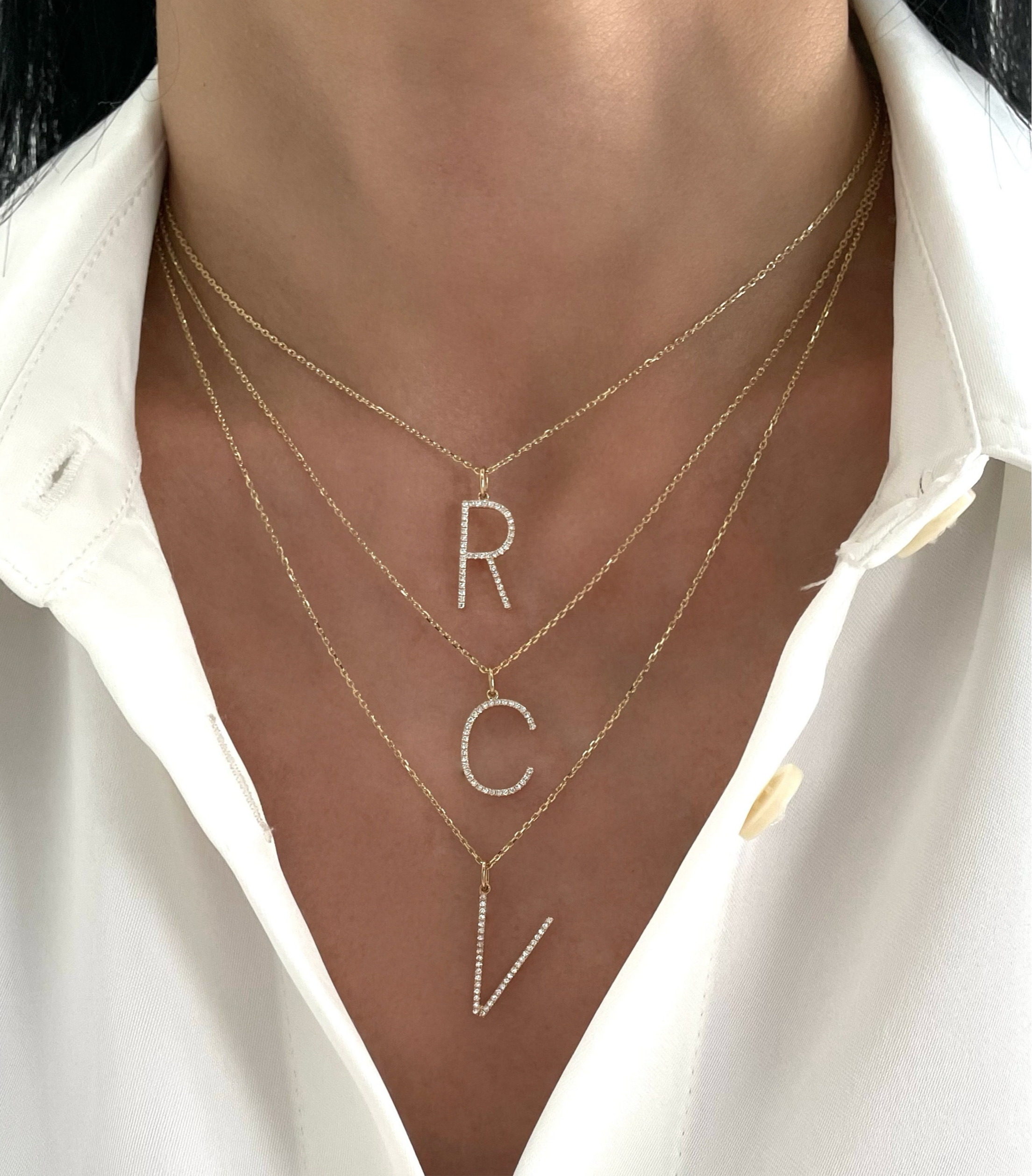 Large Pave Diamond Initial Charm