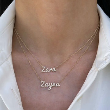 Small Script Diamond Name Necklace - font #3