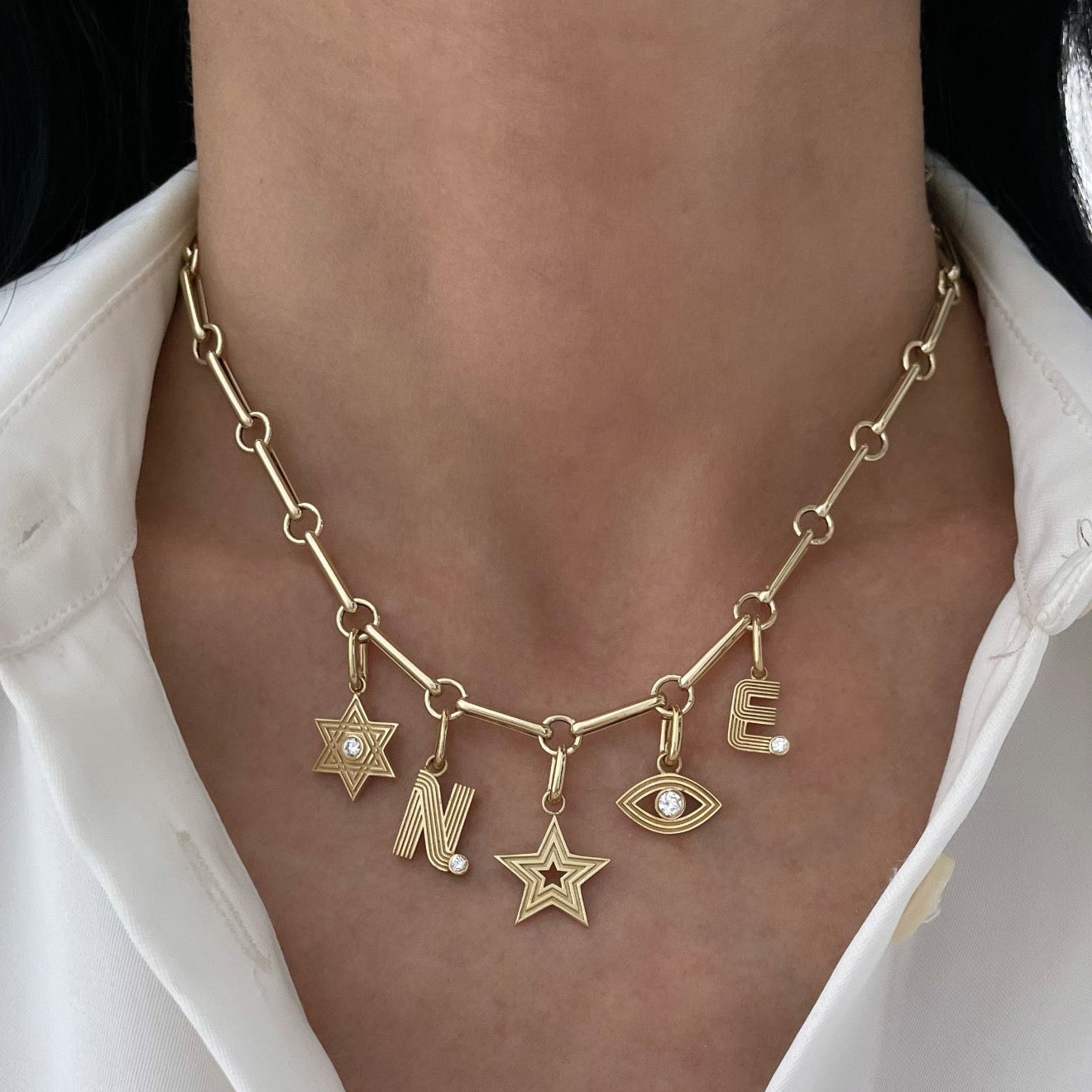 Retro Fluted Evil Eye Charm