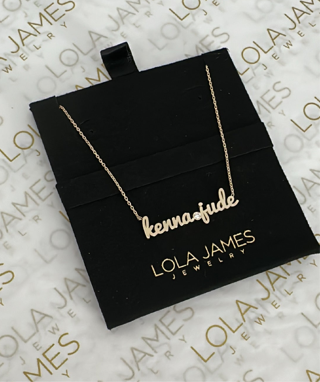 Small Script Gold Name Necklace With Stone Accent