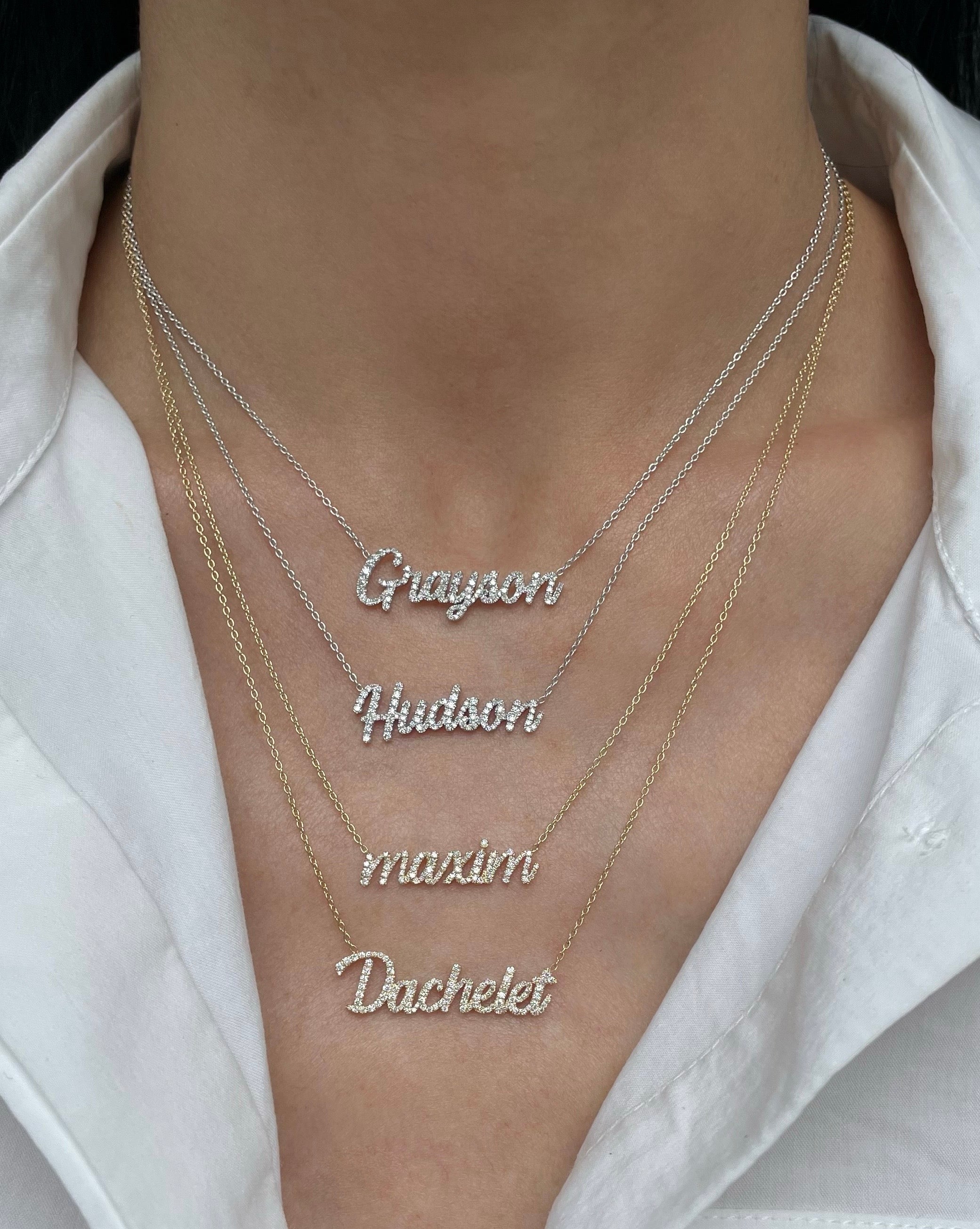 Small Script Diamond Name Necklace - font #2