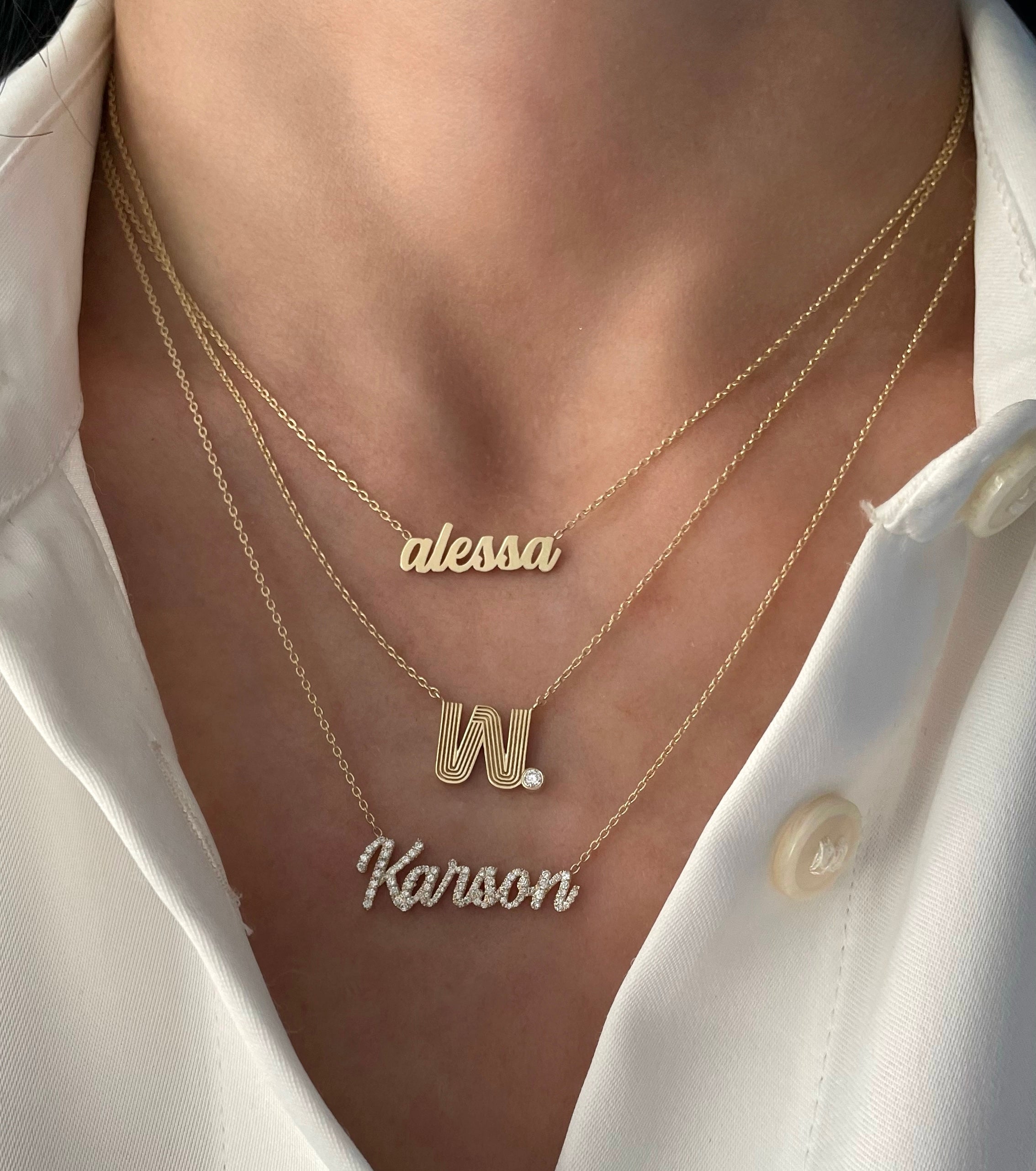 Small Diamond Script Name Necklace - Font #1