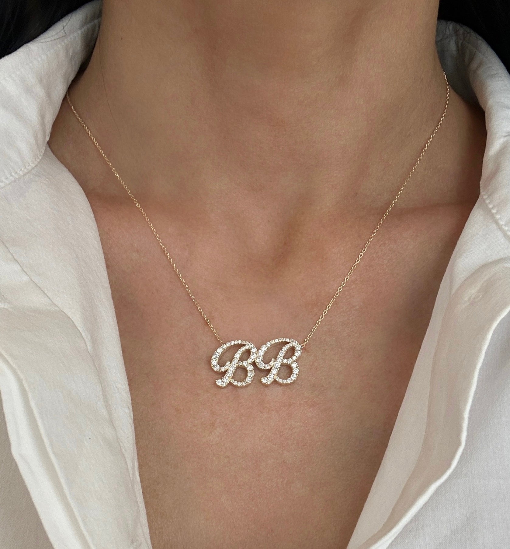 Large Script Diamond Name Necklace