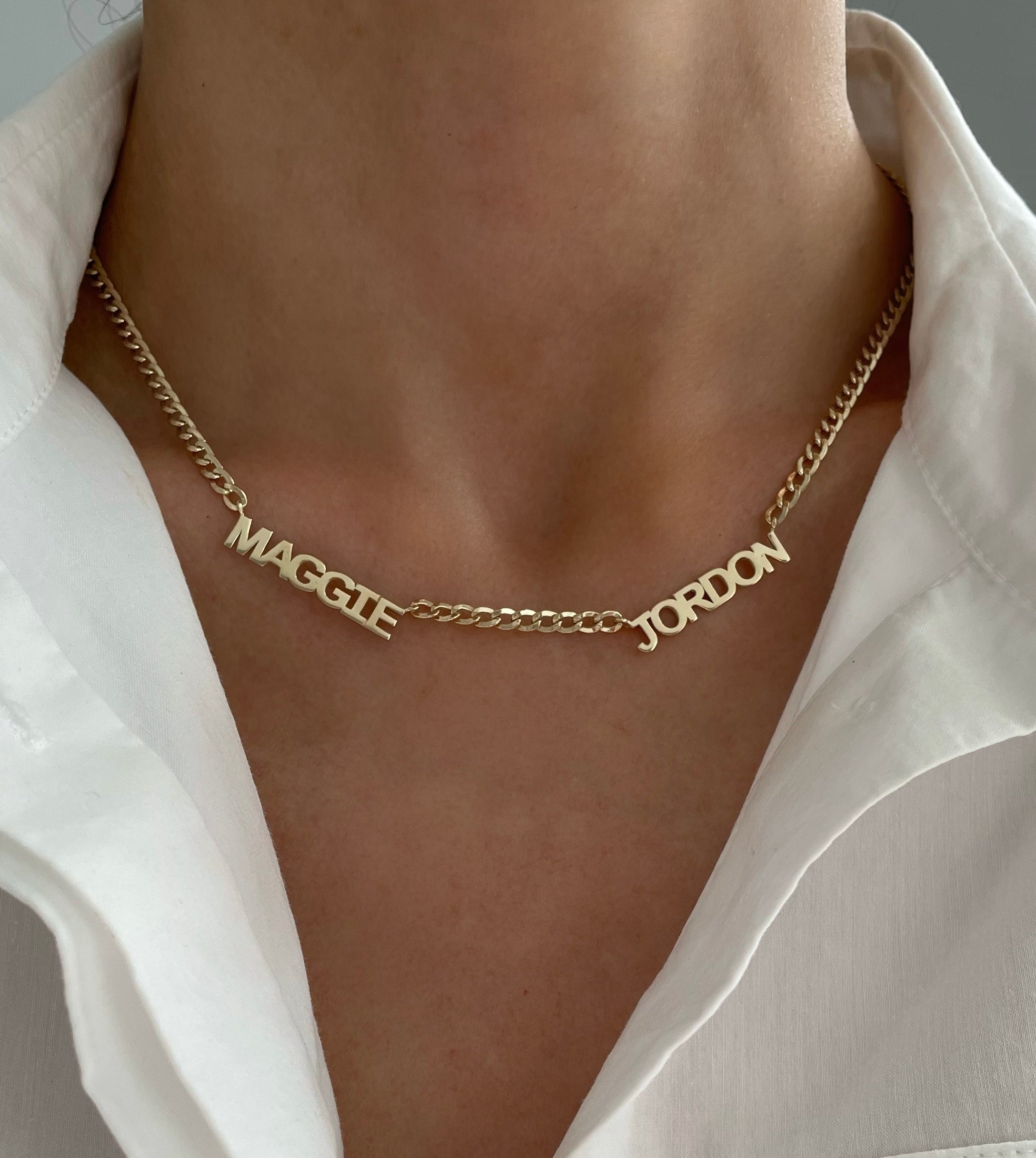 Small Cuban Link Multi Name Necklace