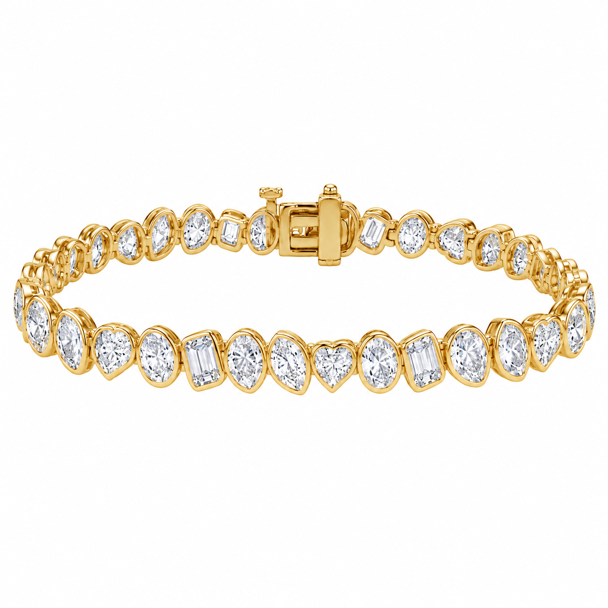 Bezel Set Multi Shape Lab Diamond Tennis Bracelet