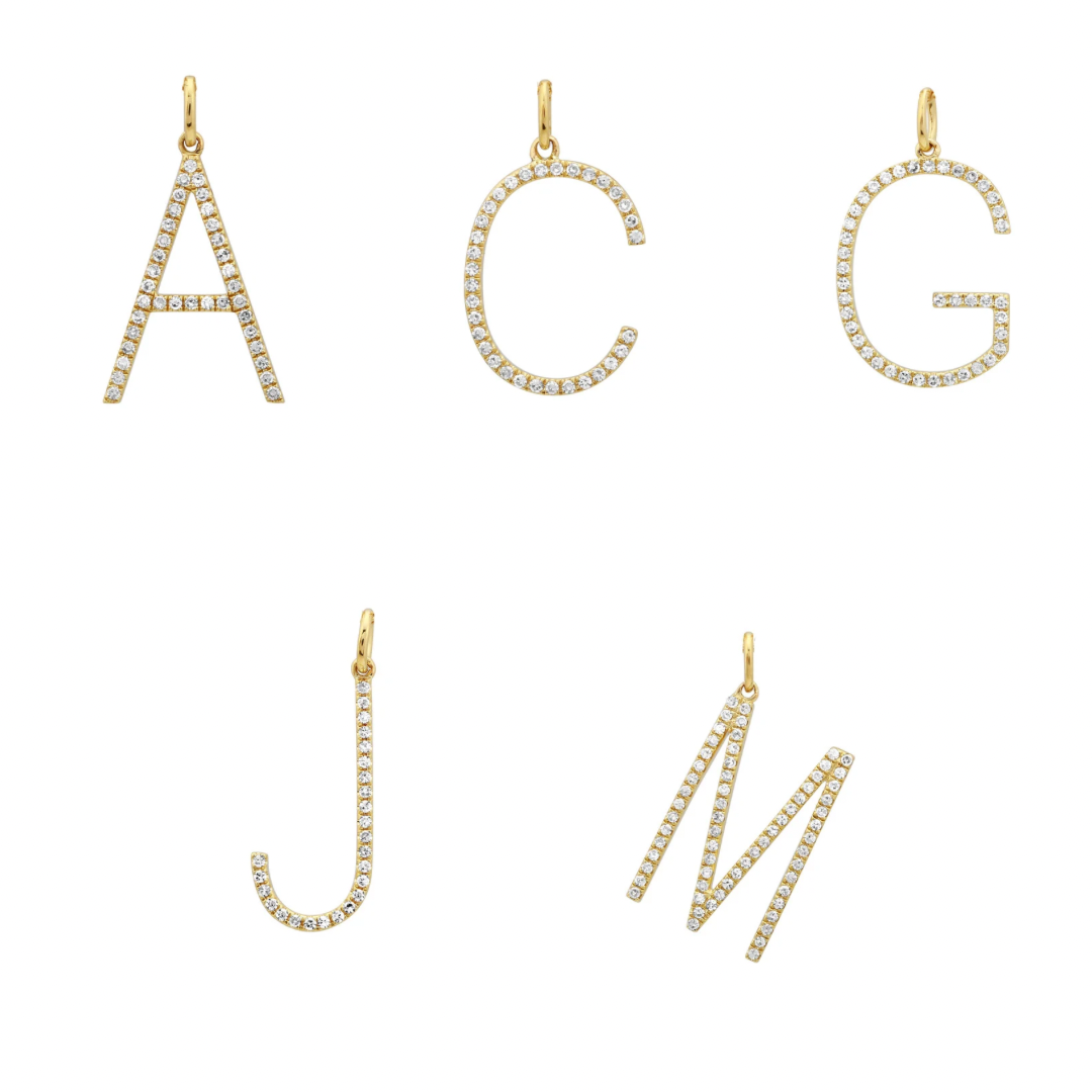 Large Pave Diamond Initial Charm