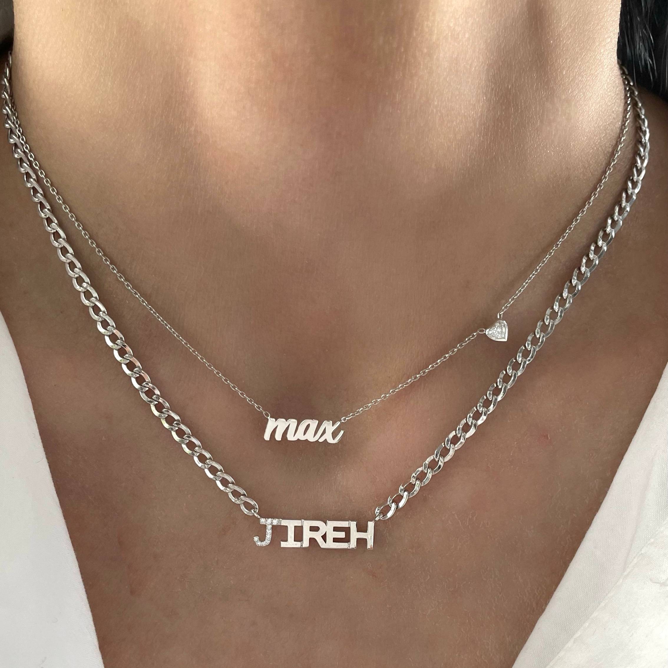 Small Name Necklace with Diamond Accent Stones