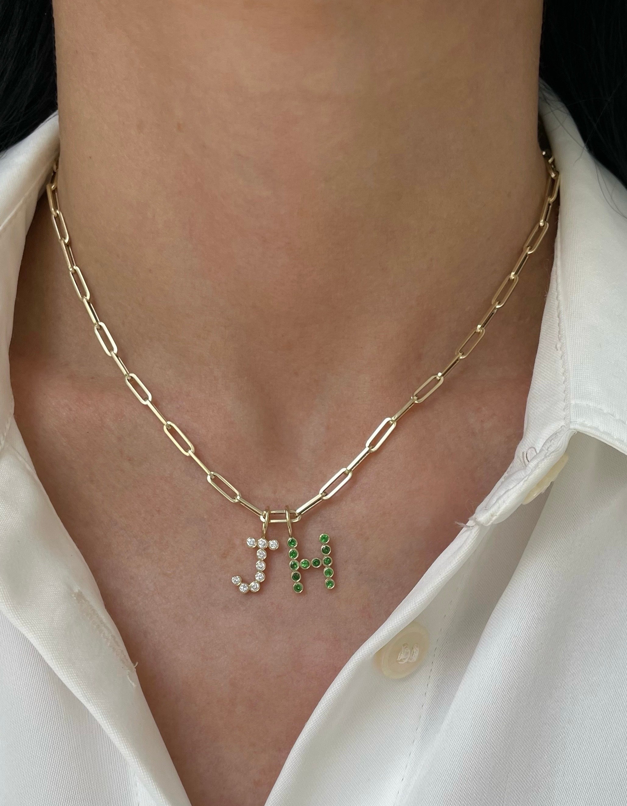 Small Bezel Set Diamond Initial Charm