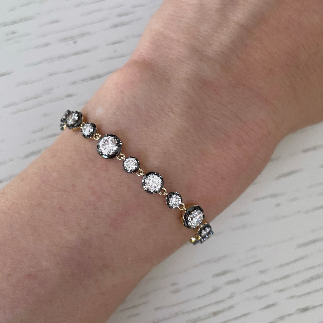 Lab Diamond Georgian Set Tennis Bracelet