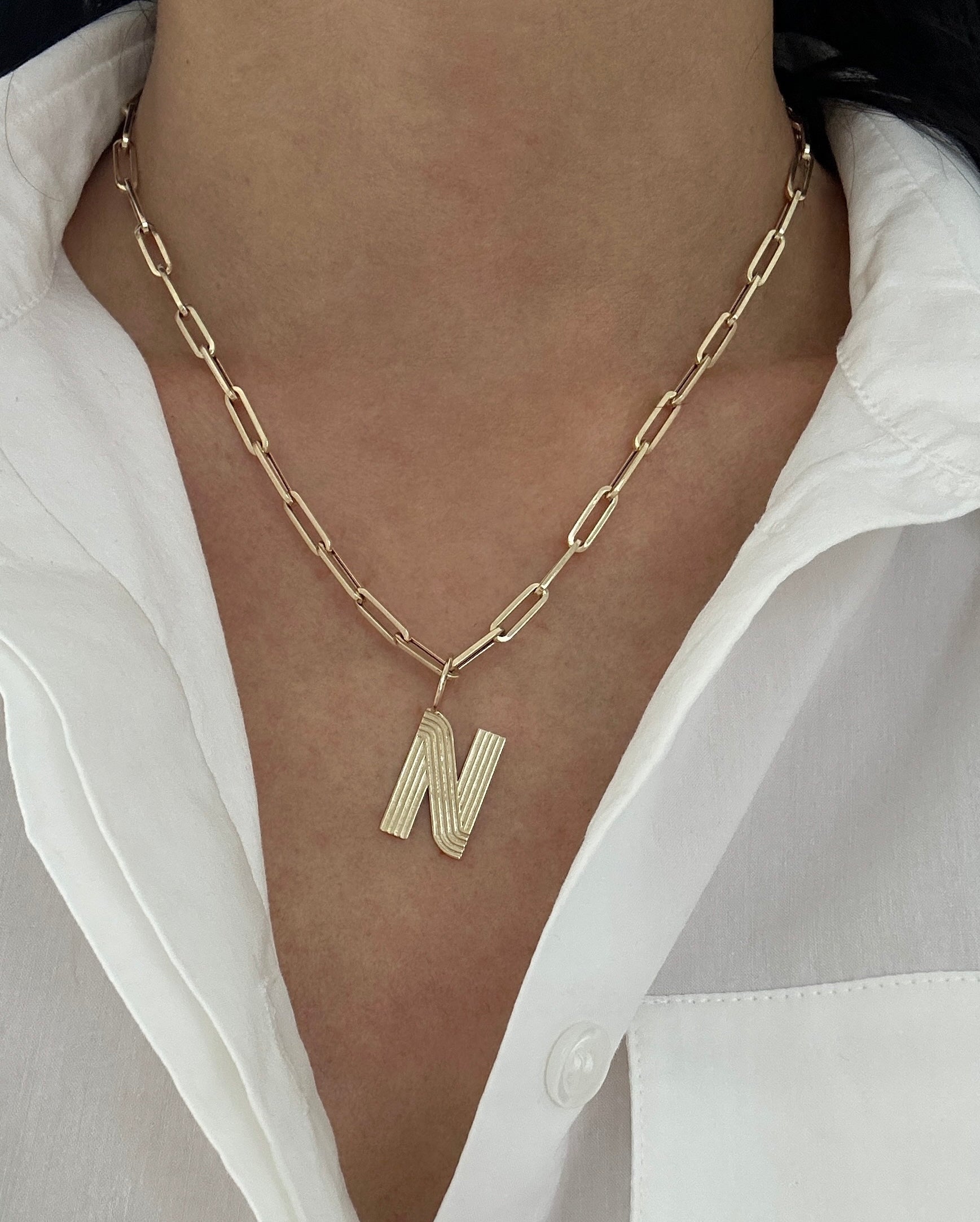 Large Retro Fluted Letter Charm