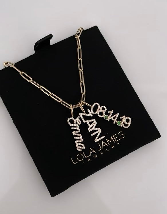 Diamond Script Name Charm