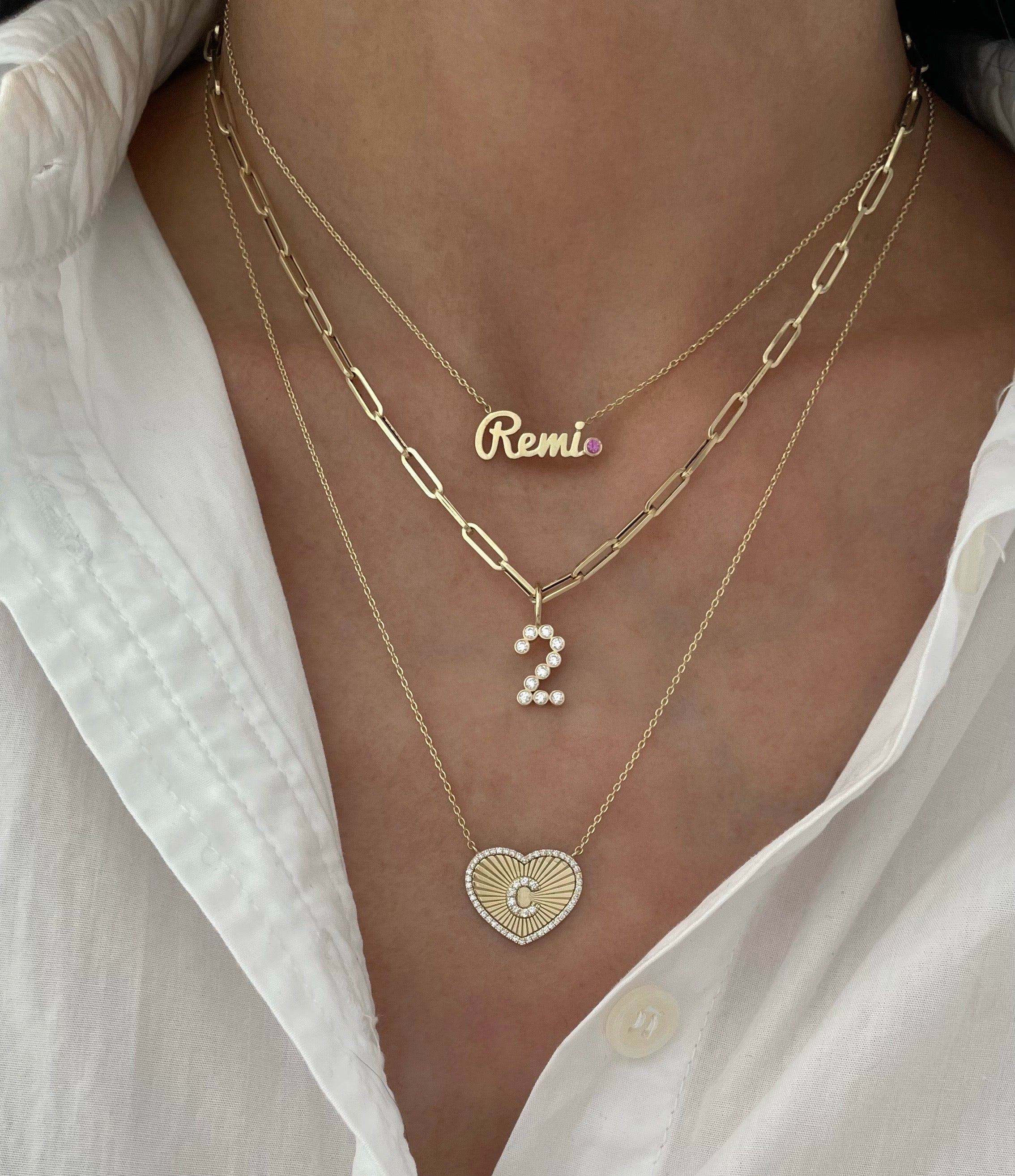 Small Script Gold Name Necklace With Stone Accent