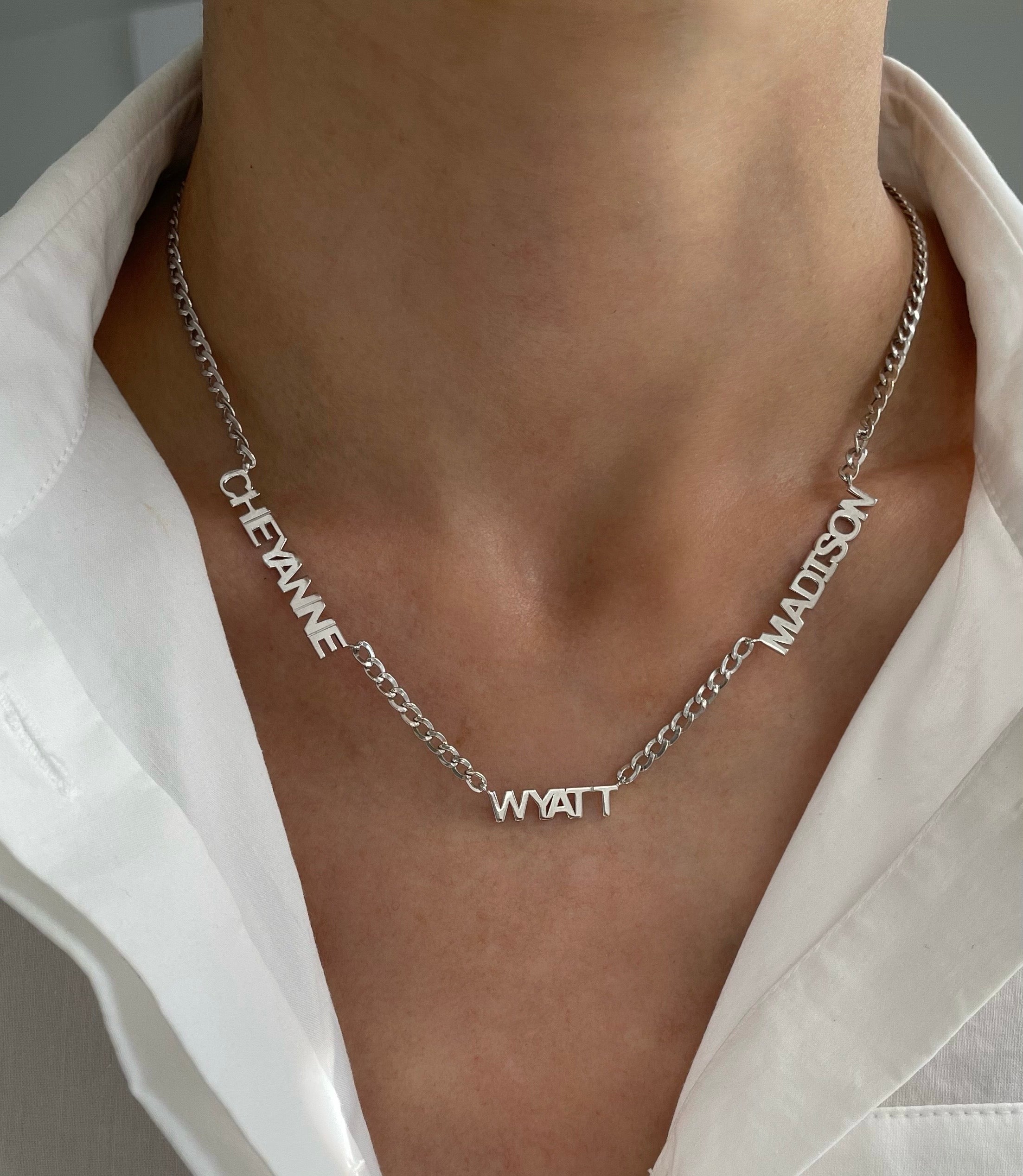 Small Cuban Link Multi Name Necklace