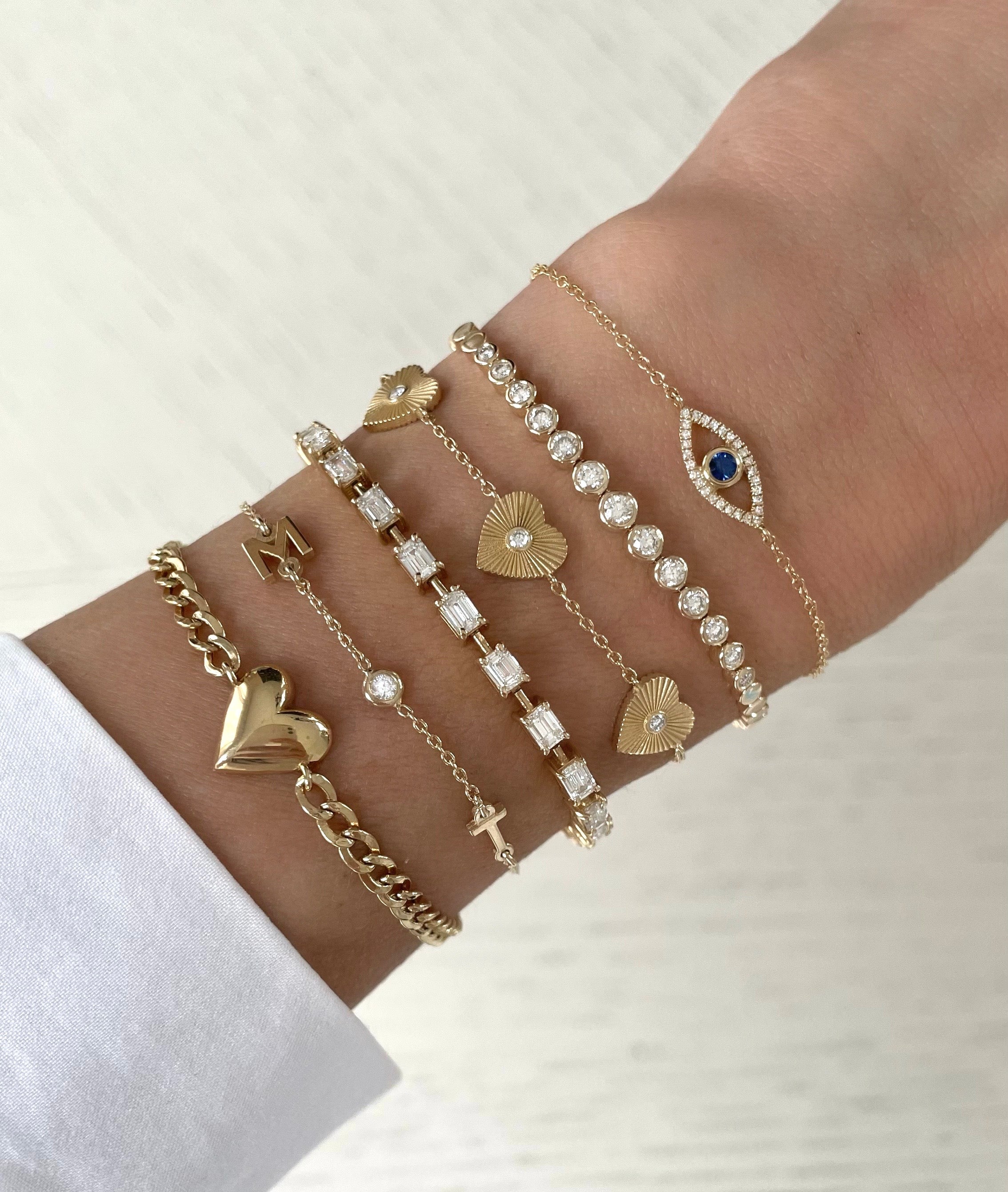 Mini Multi Letter and Stone Bracelet - Sideways