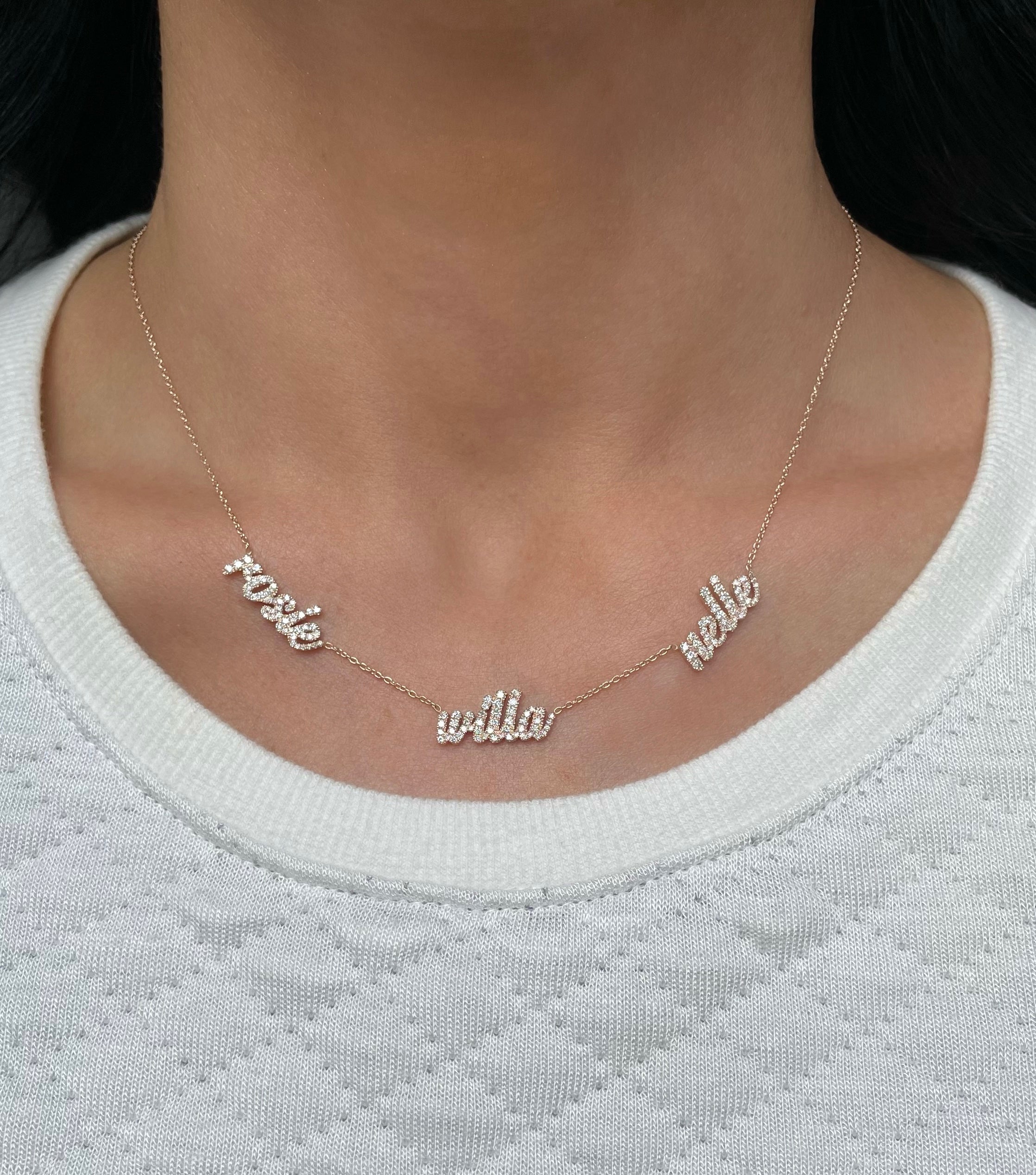 Diamond Script Multi Name Necklace