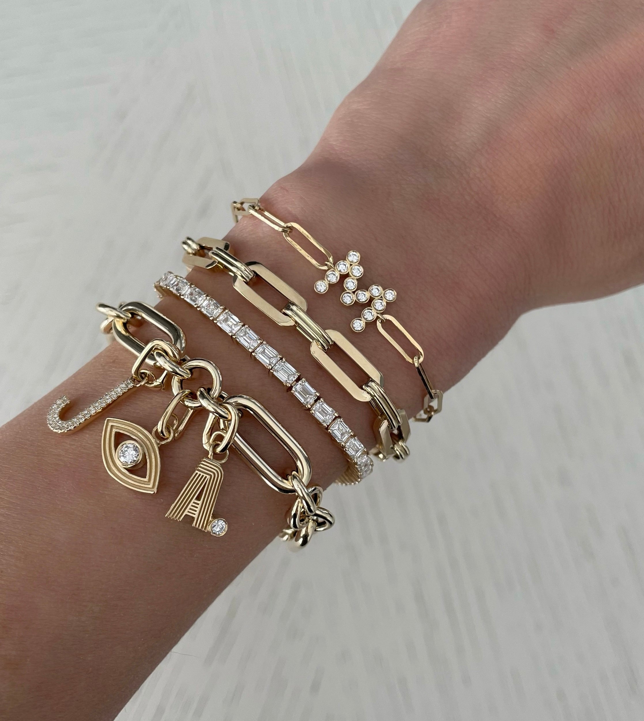 Bezel Set Diamond Initial/Number Bracelet