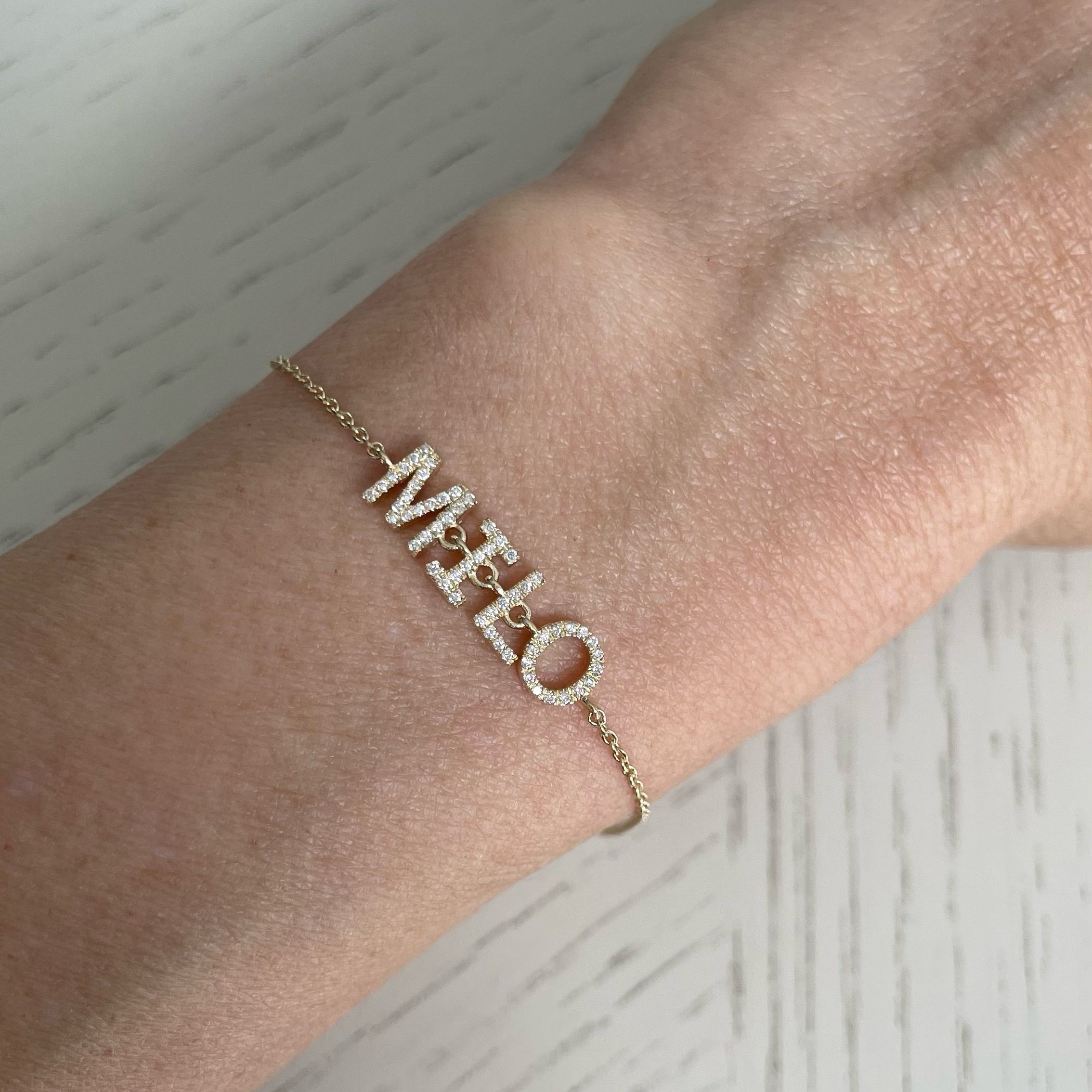 Small Diamond Letter/Number Bracelet