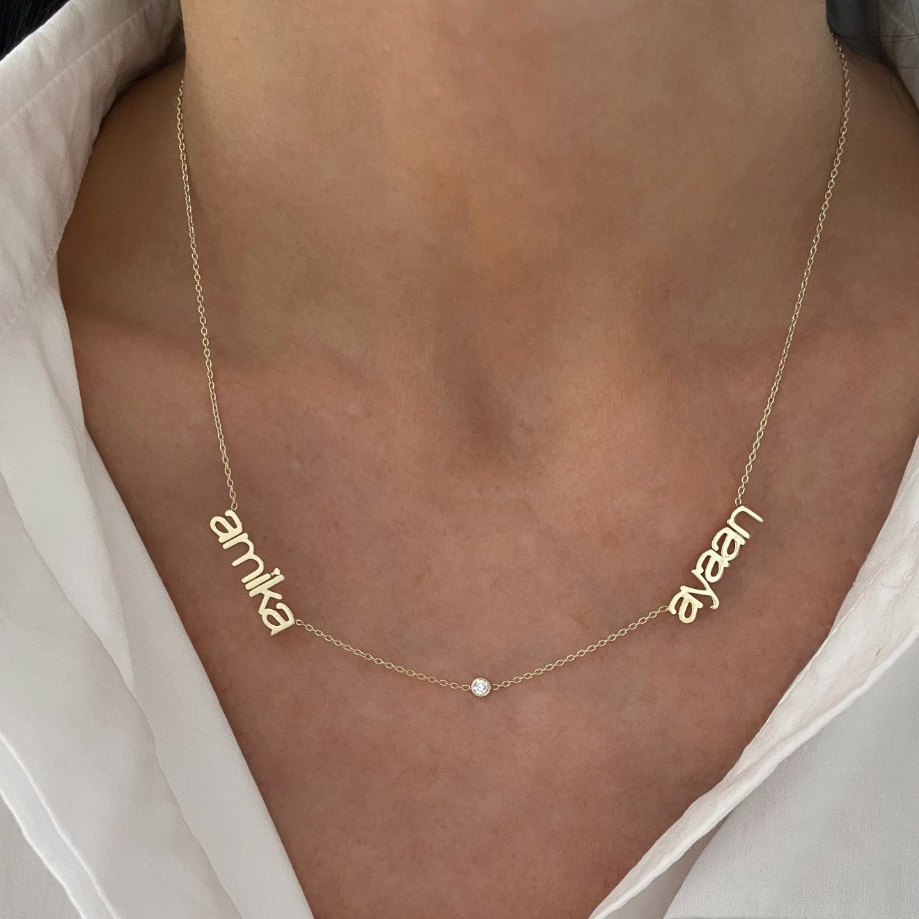 Modern Slim Multi Name Necklace