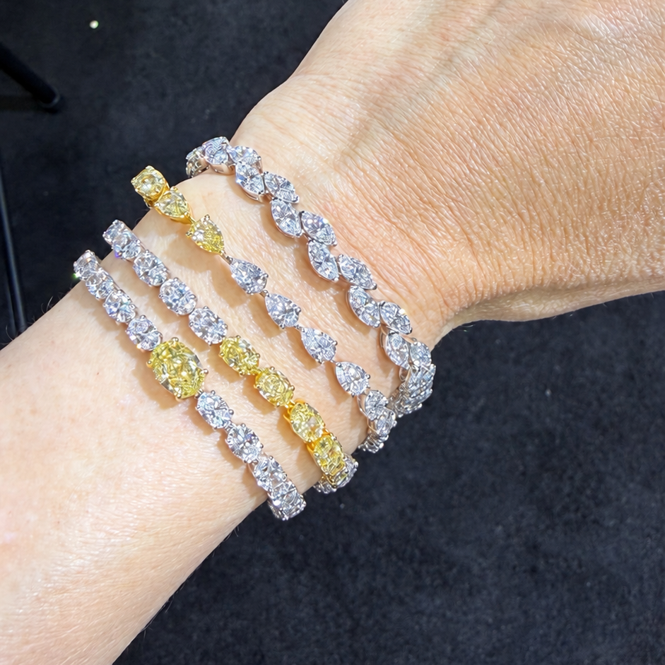 Half Yellow Half White Lab Diamond Tennis Bracelet