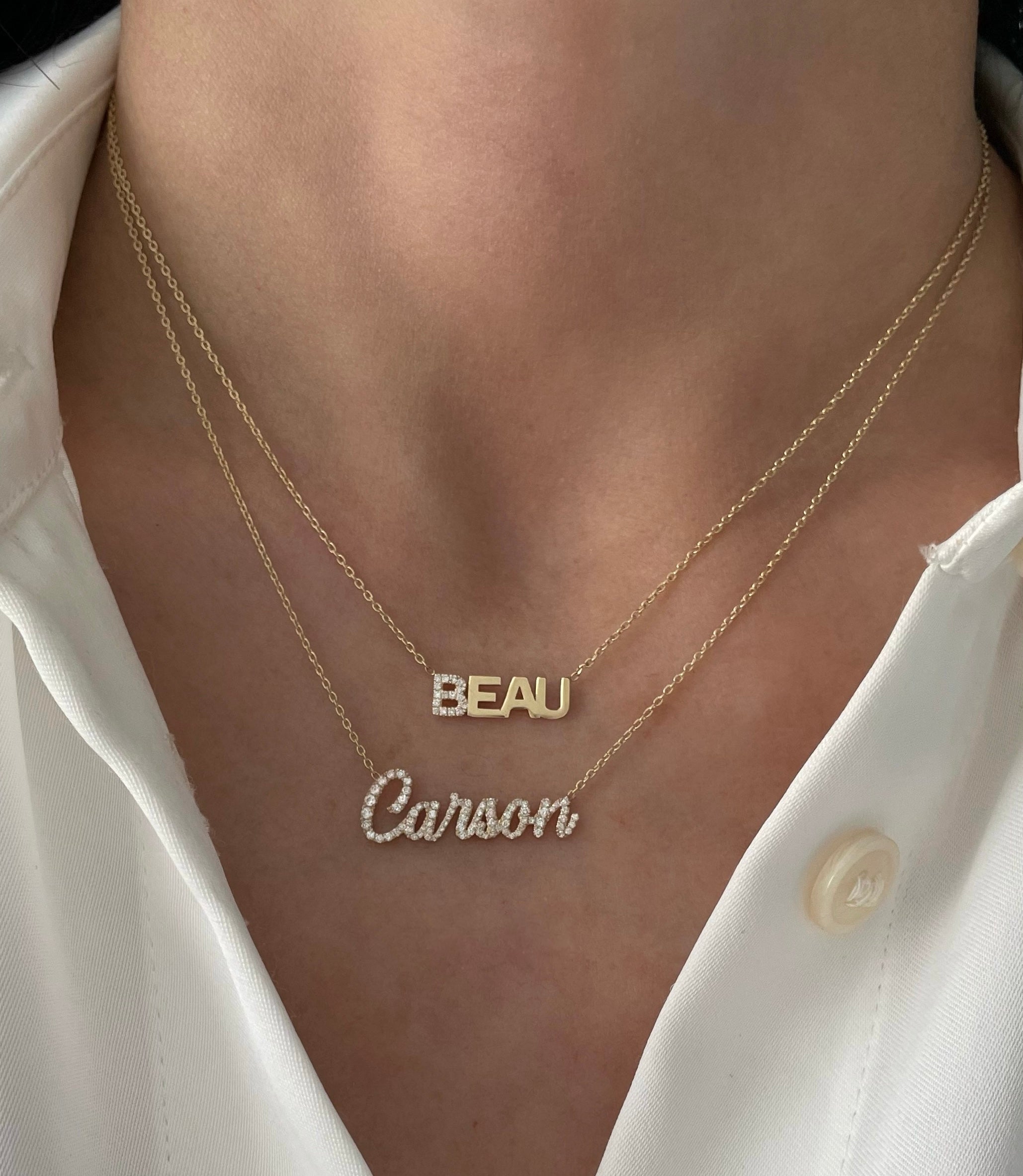 First Letter Diamond Uppercase Name Necklace