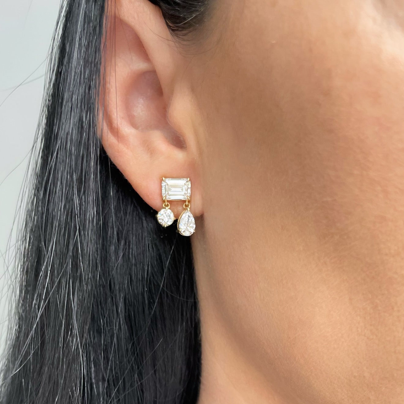 Lab Diamond Emerald Drop Earrings