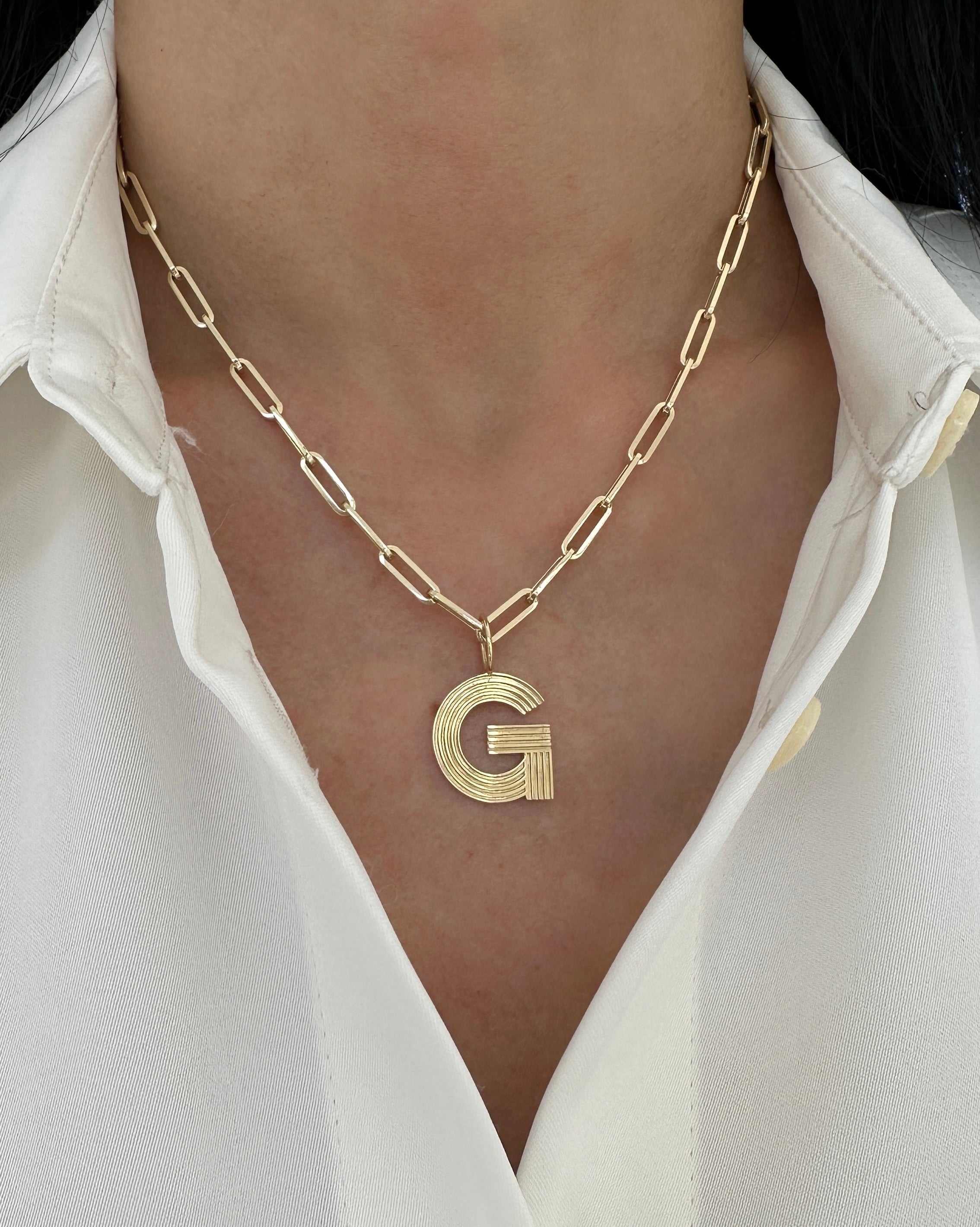 Large Retro Fluted Letter Charm