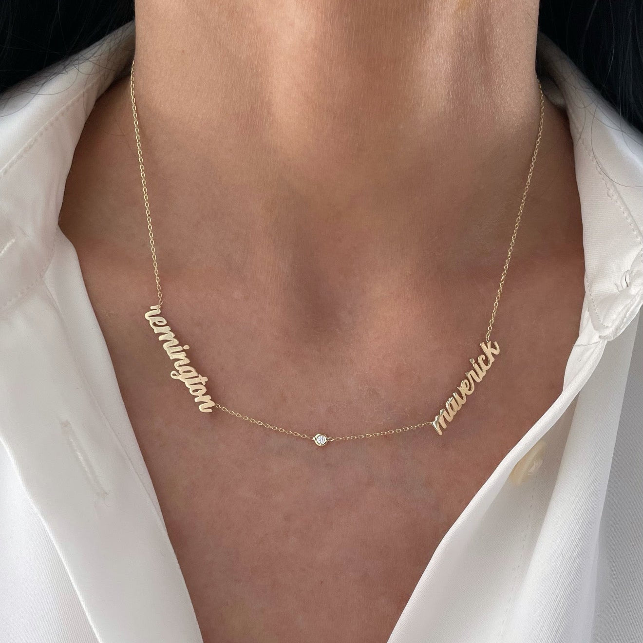 Small Script Multi Name Necklace