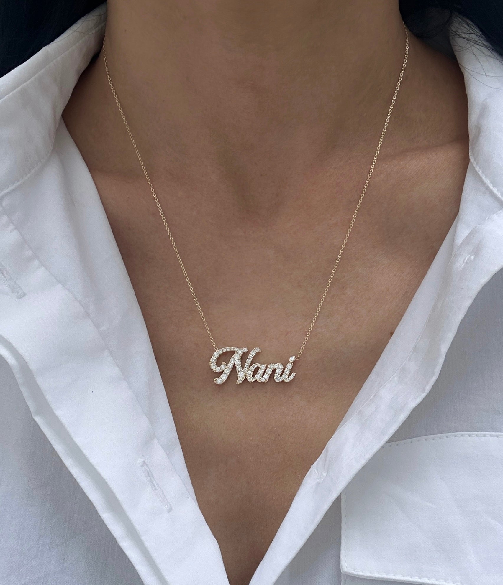 Large Script Diamond Name Necklace