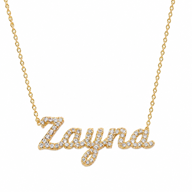 Small Script Diamond Name Necklace - font #3