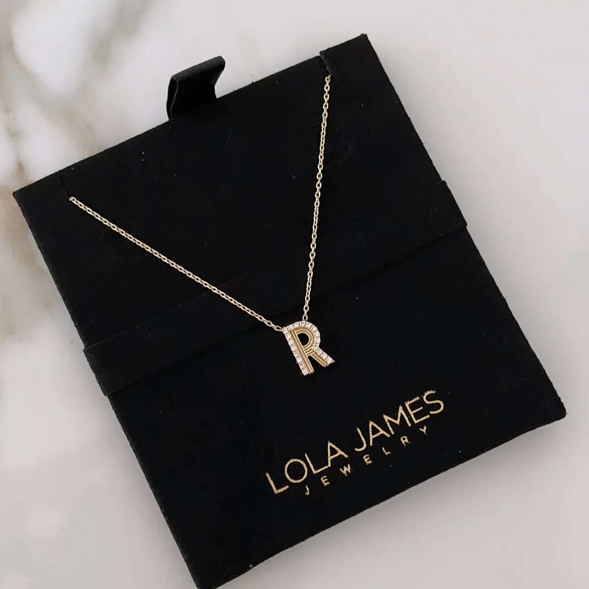 Diamond Detail Retro Fluted Letter Necklace