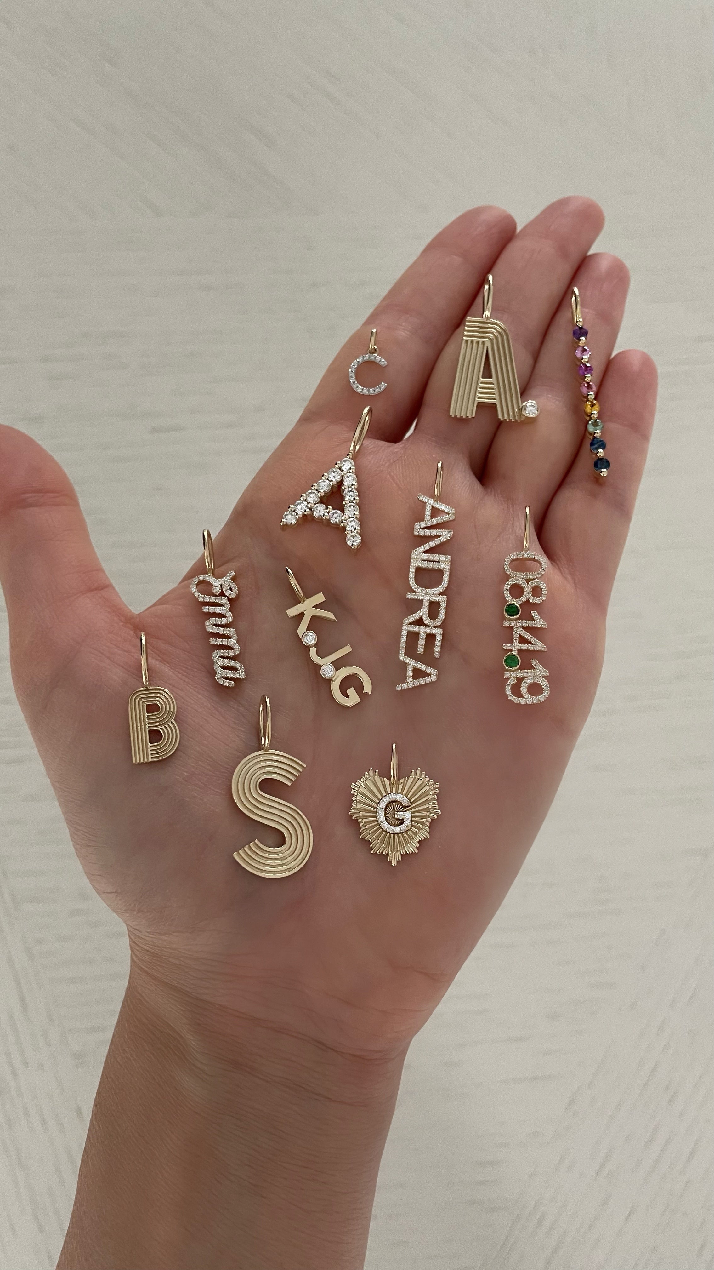 Large Retro Fluted Letter Charm